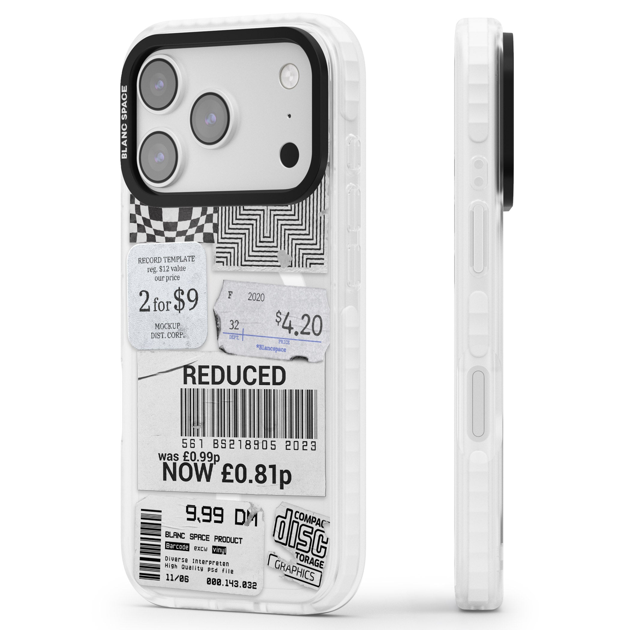 White Sticker Mix iPhone 17 Pro Max Impact Pro Clear Phone Case Side Profile