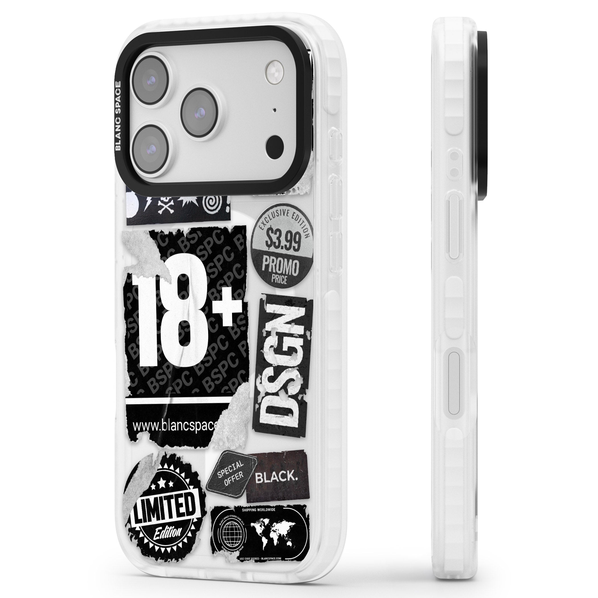 Black Sticker Mix iPhone 17 Pro Max Impact Pro Clear Phone Case Side Profile