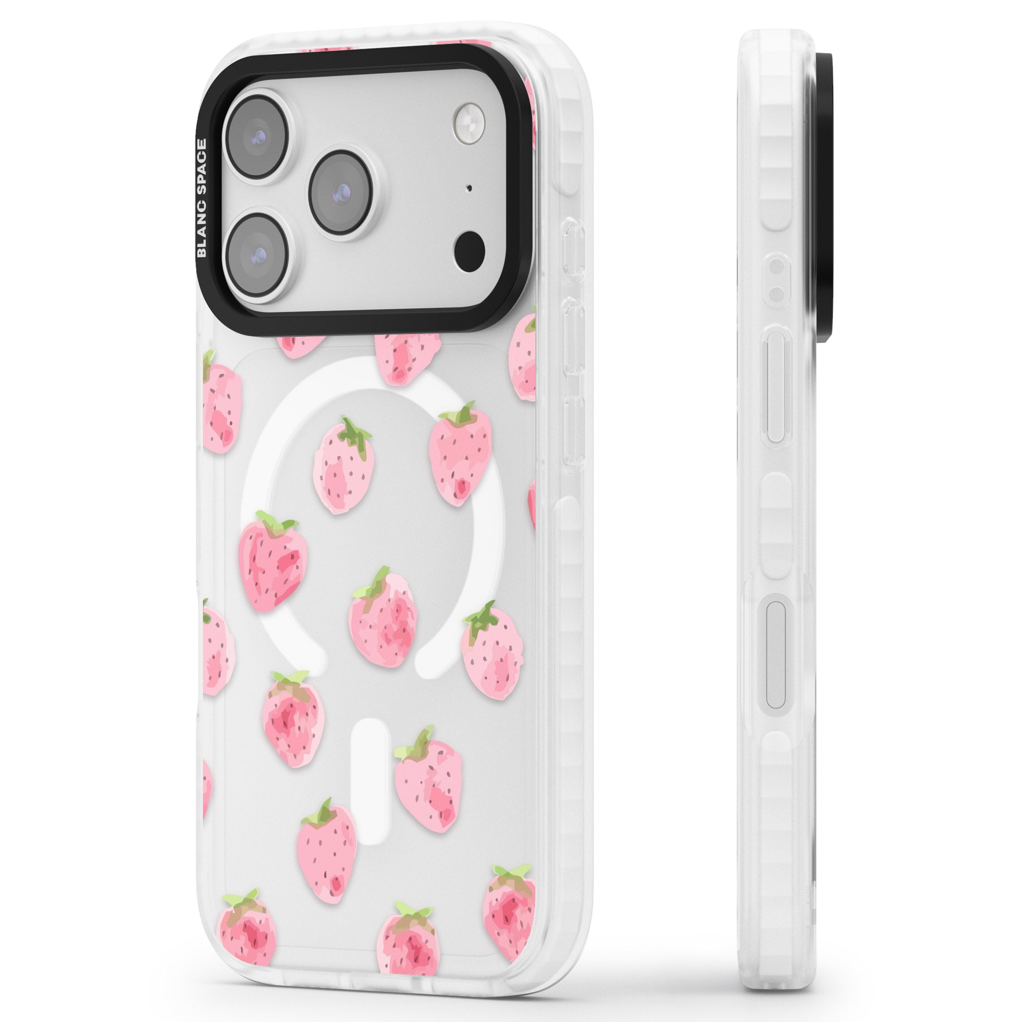 Classic Strawberry iPhone 17 Pro Max Impact Pro Clear Phone Case Side Profile