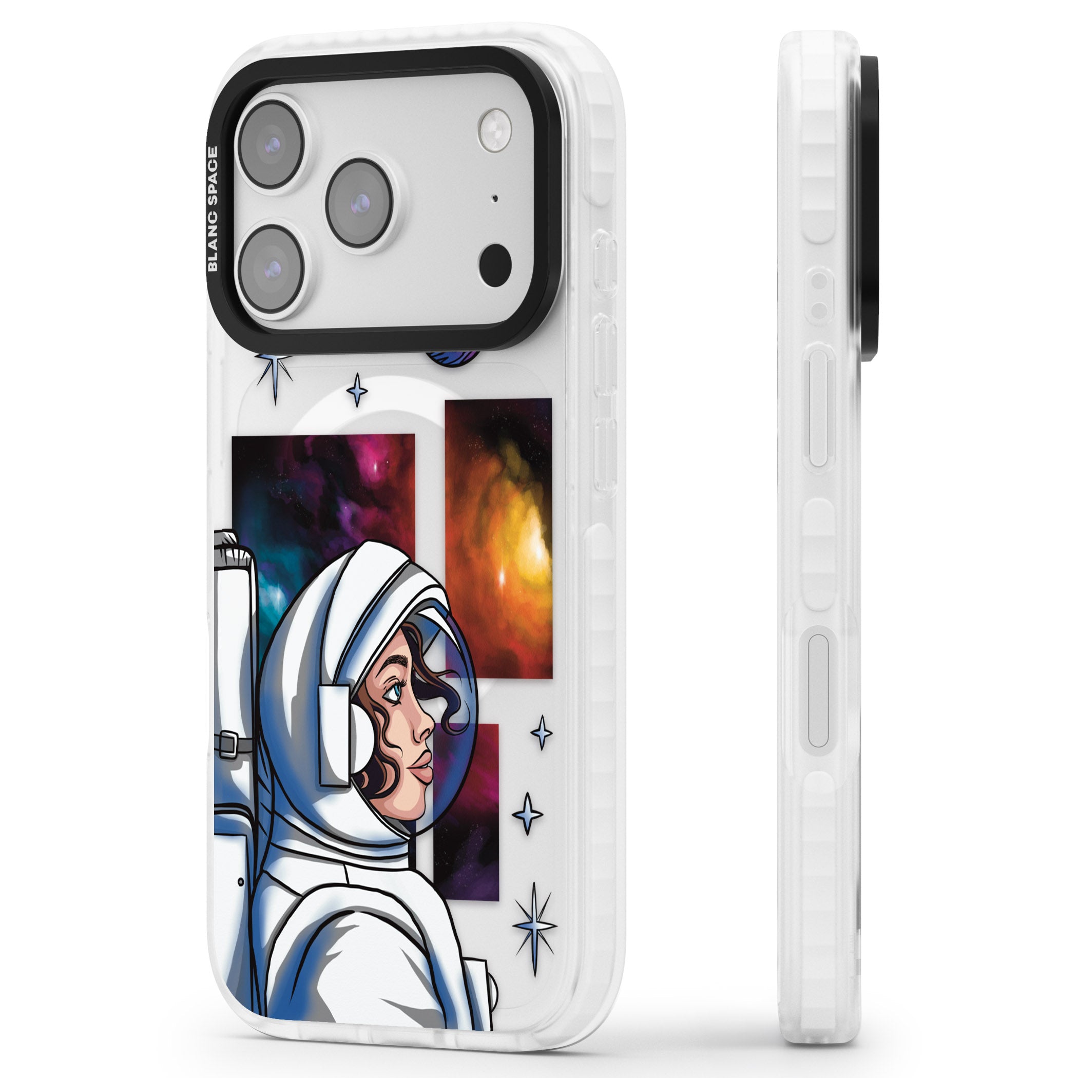 Cosmic Ambition iPhone 17 Pro Max Impact Pro Clear Phone Case Side Profile
