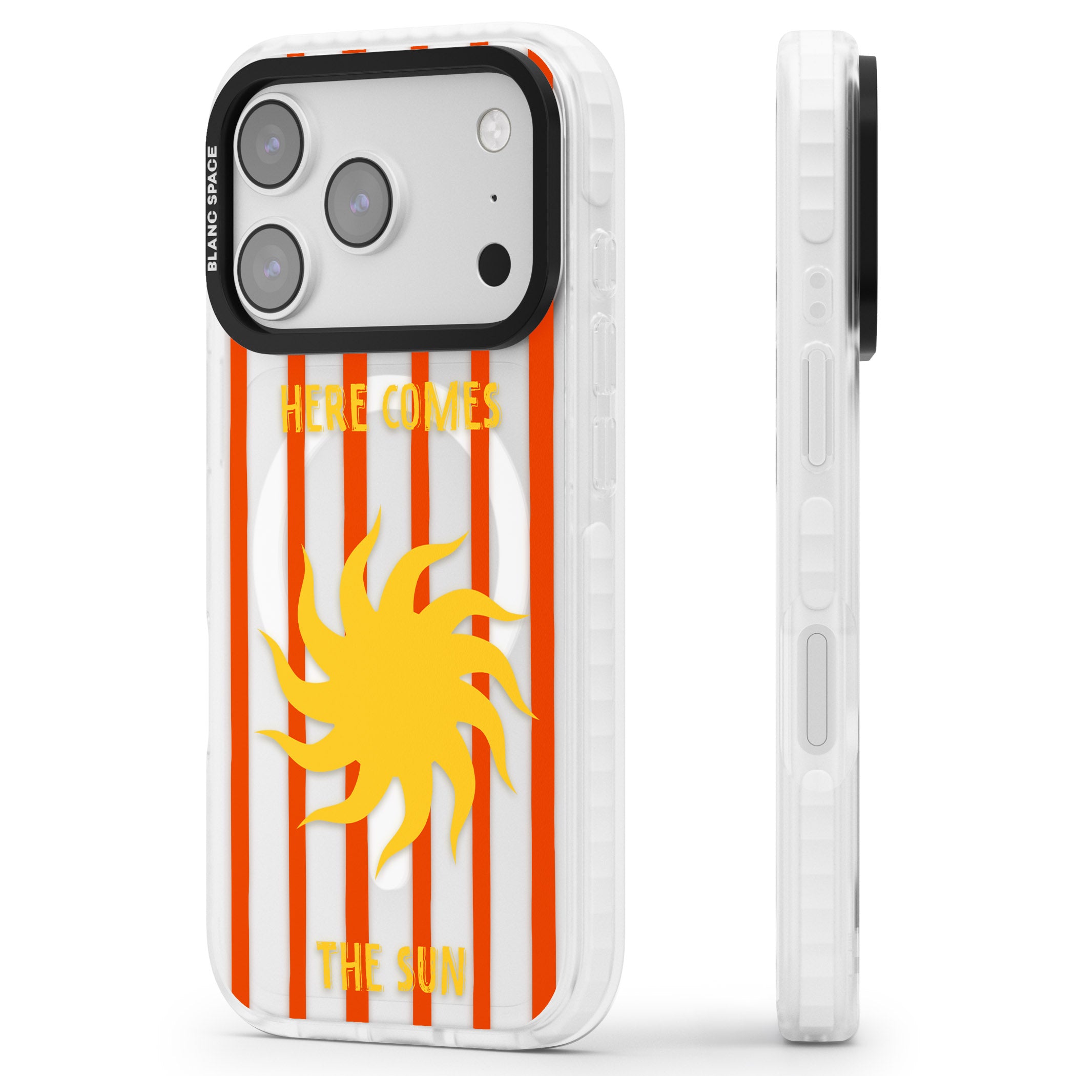 Here Comes The Sun iPhone 17 Pro Max Impact Pro Clear Phone Case Side Profile