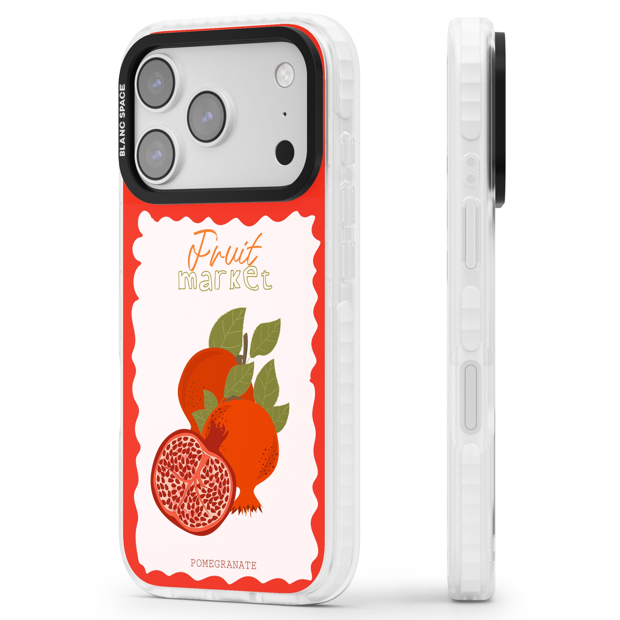 Fruit Market Pomegranate iPhone 17 Pro Max Impact Pro Clear Phone Case Side Profile