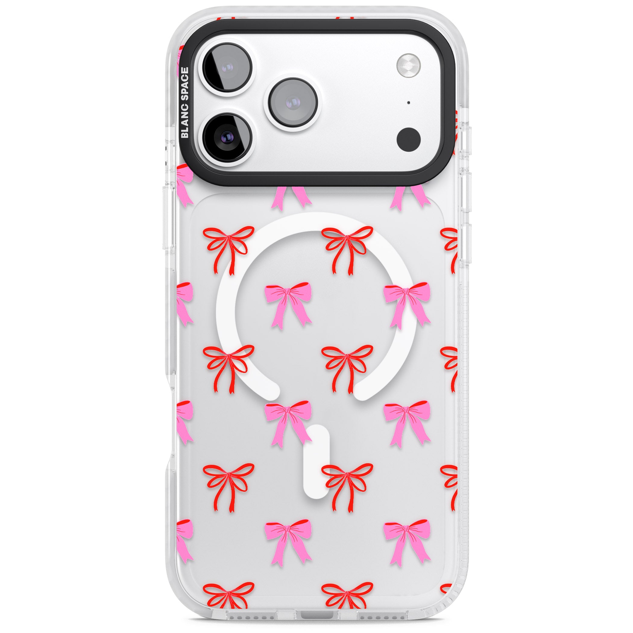 Cute Bow Pattern iPhone 17 Pro Max Impact Pro Clear Phone Case