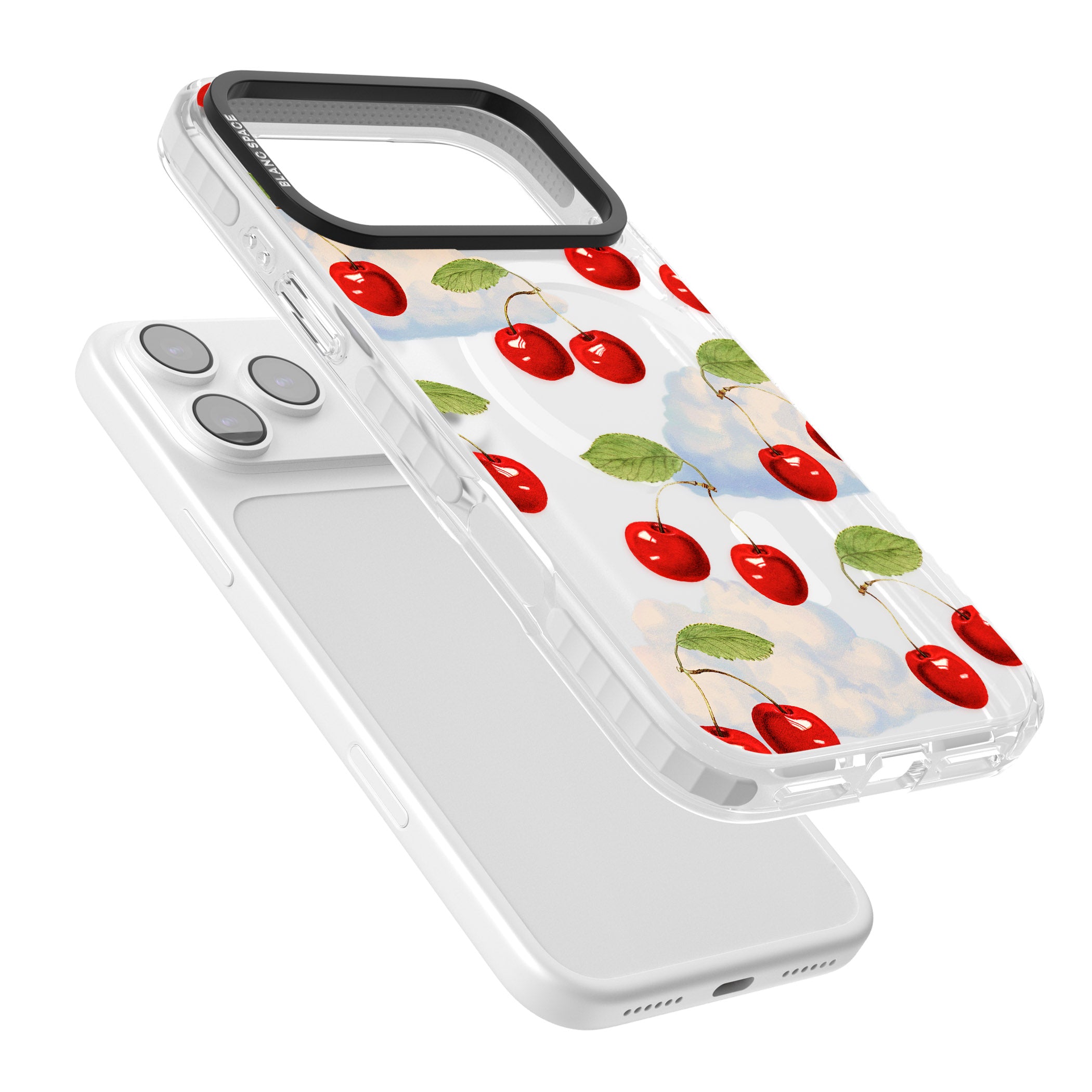 Vintage Cherries & Clouds iPhone 17 Pro Max Impact Pro Clear Phone Case Colours