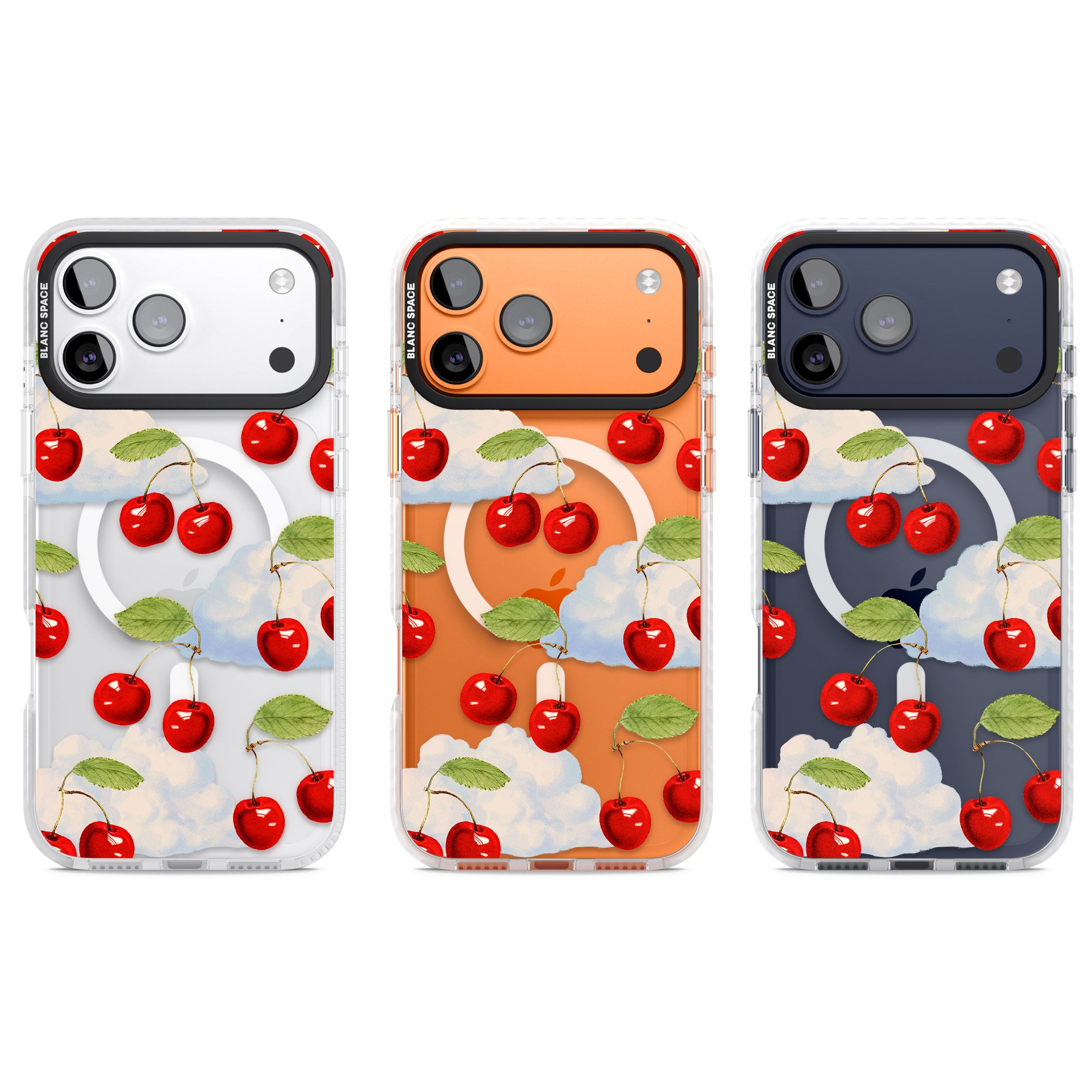 Vintage Cherries & Clouds iPhone 17 Pro Impact Pro Clear Phone Case APT Impact Protection