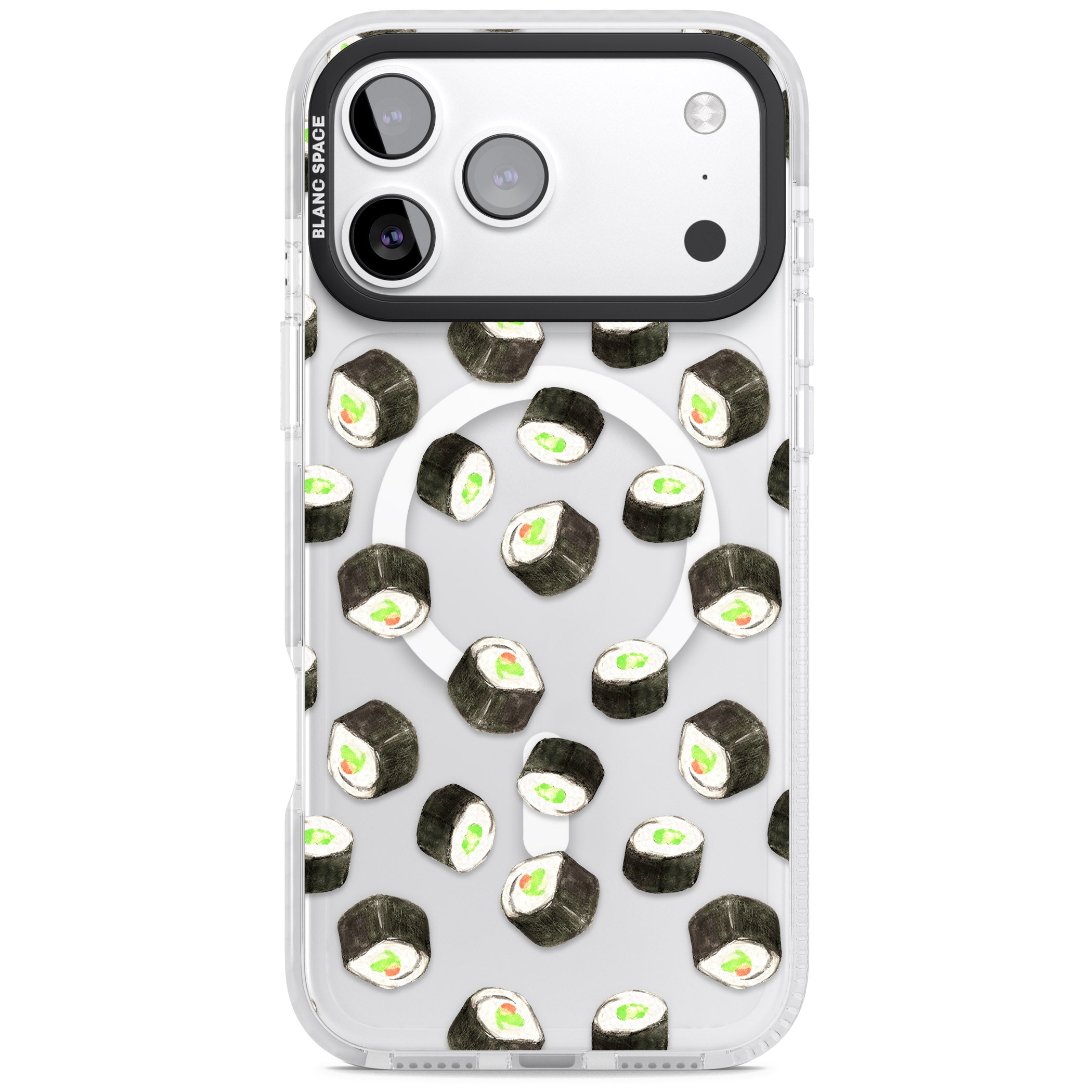 Sushi Pattern iPhone 17 Pro Max Impact Pro Clear Phone Case