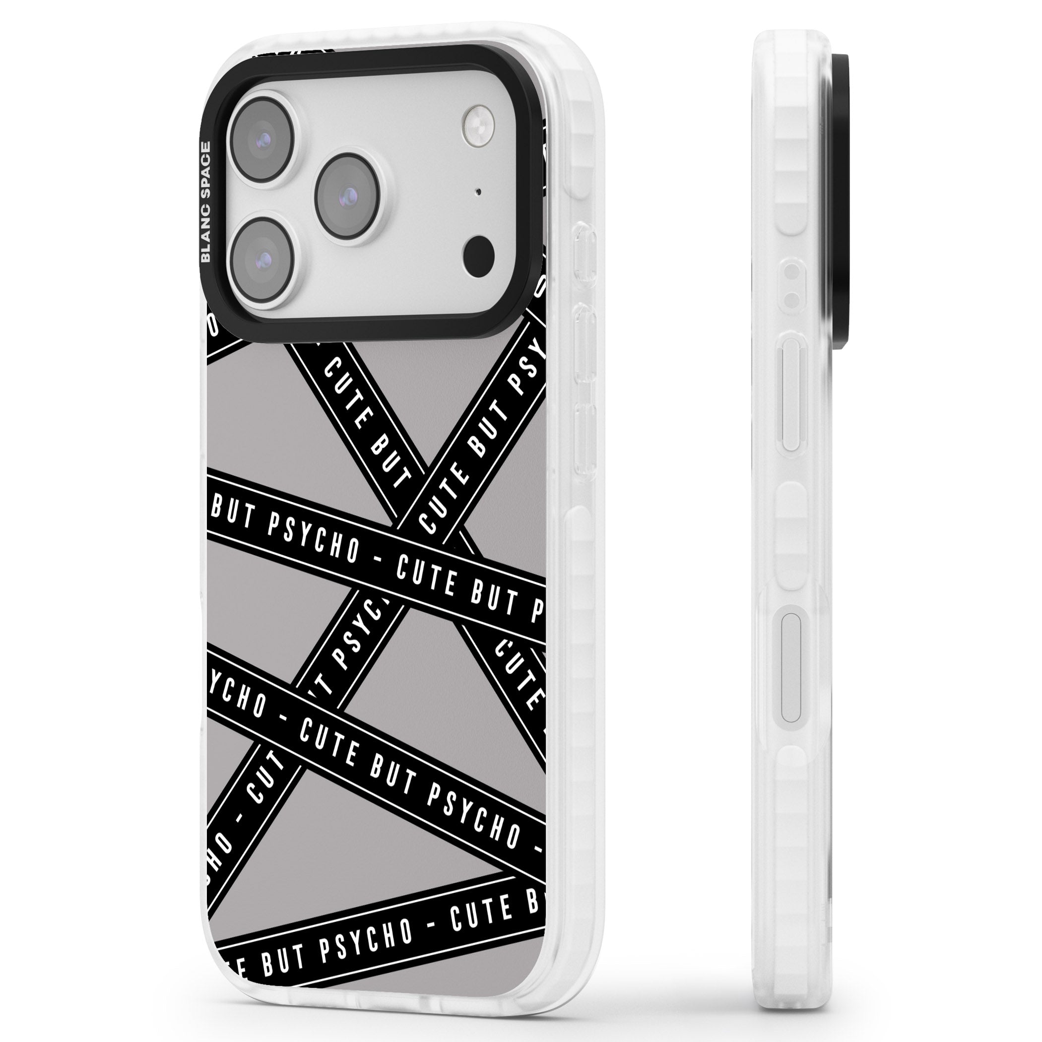 Cute But Psycho iPhone 17 Pro Max Impact Pro Clear Phone Case Side Profile