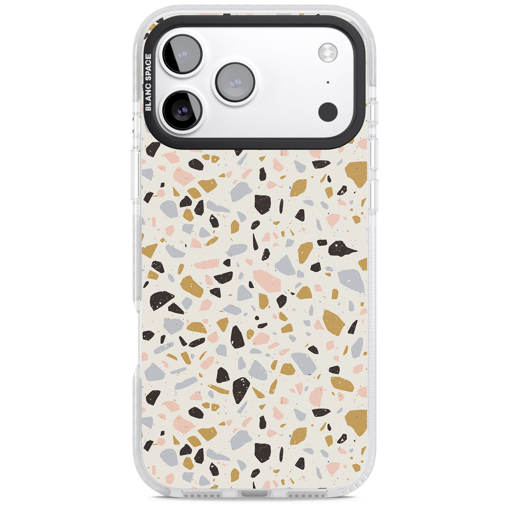 Pale Pink, Blue, & Mocha Terrazzo Pattern iPhone 17 Pro Max Impact Pro Clear Phone Case