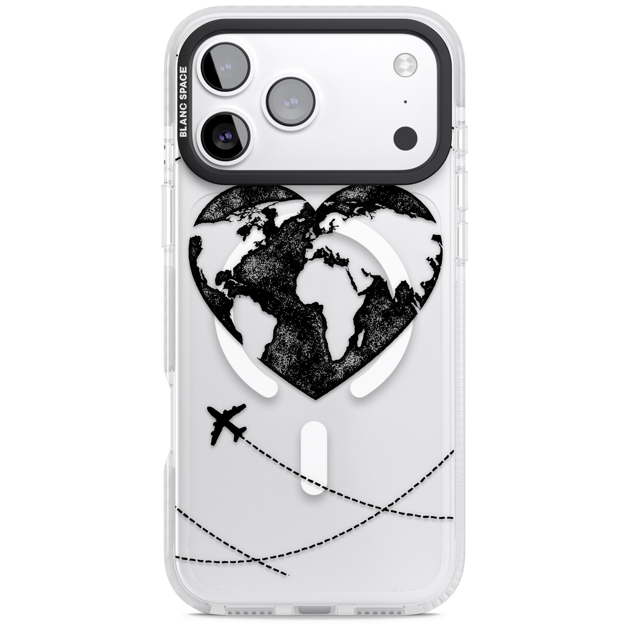 Globe Heart iPhone 17 Pro Max Impact Pro Clear Phone Case