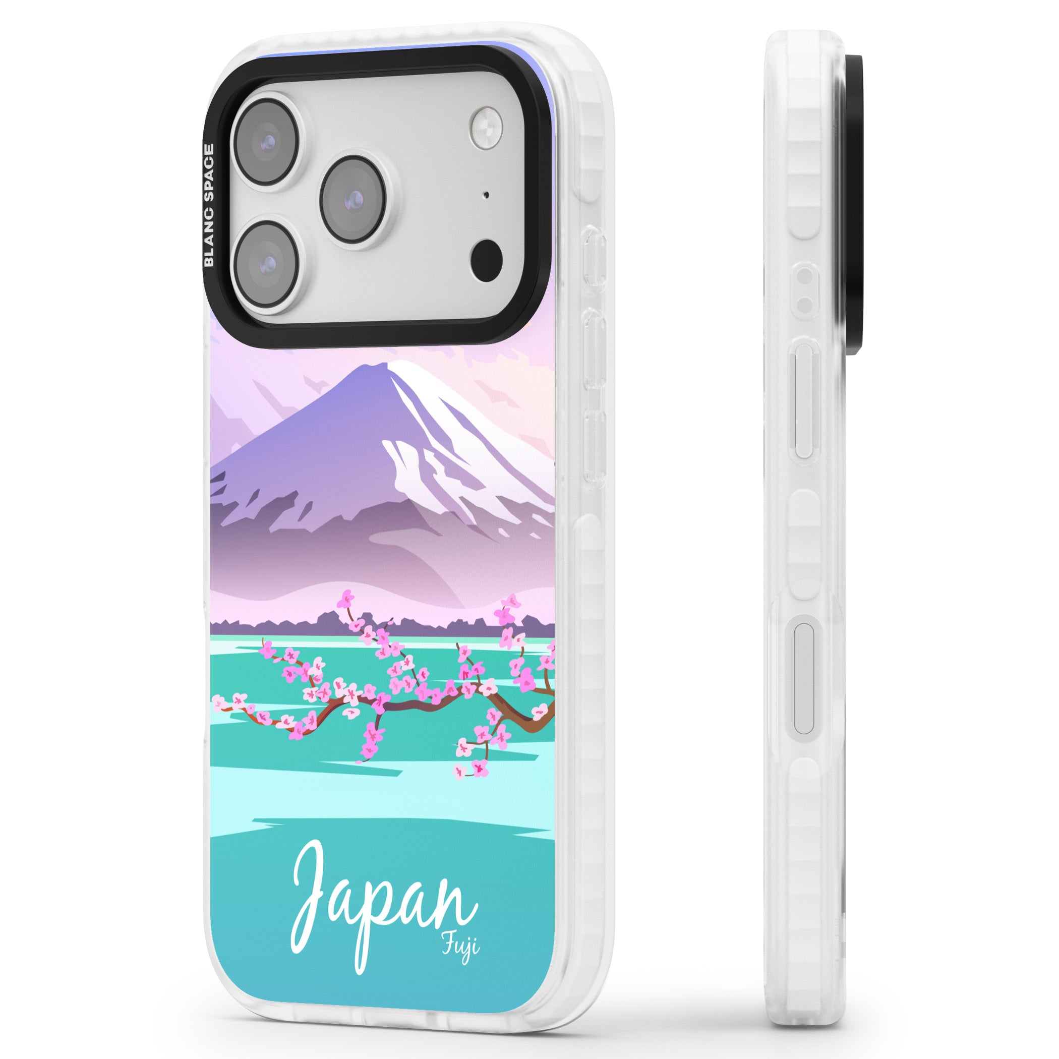 Vintage Travel Poster Japan iPhone 17 Pro Max Impact Pro Clear Phone Case Side Profile