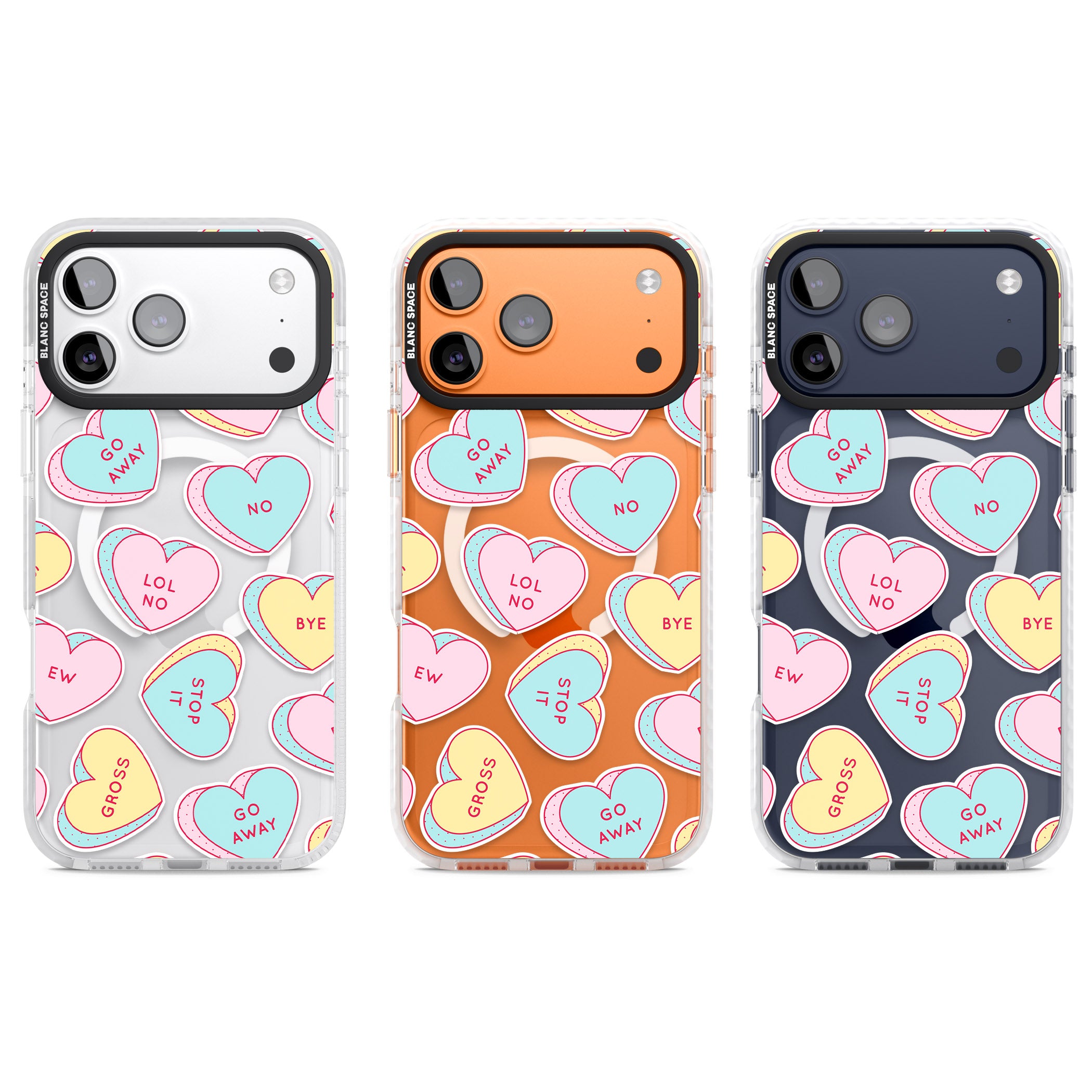 Sarcastic Love Hearts iPhone 17 Pro Impact Pro Clear Phone Case APT Impact Protection