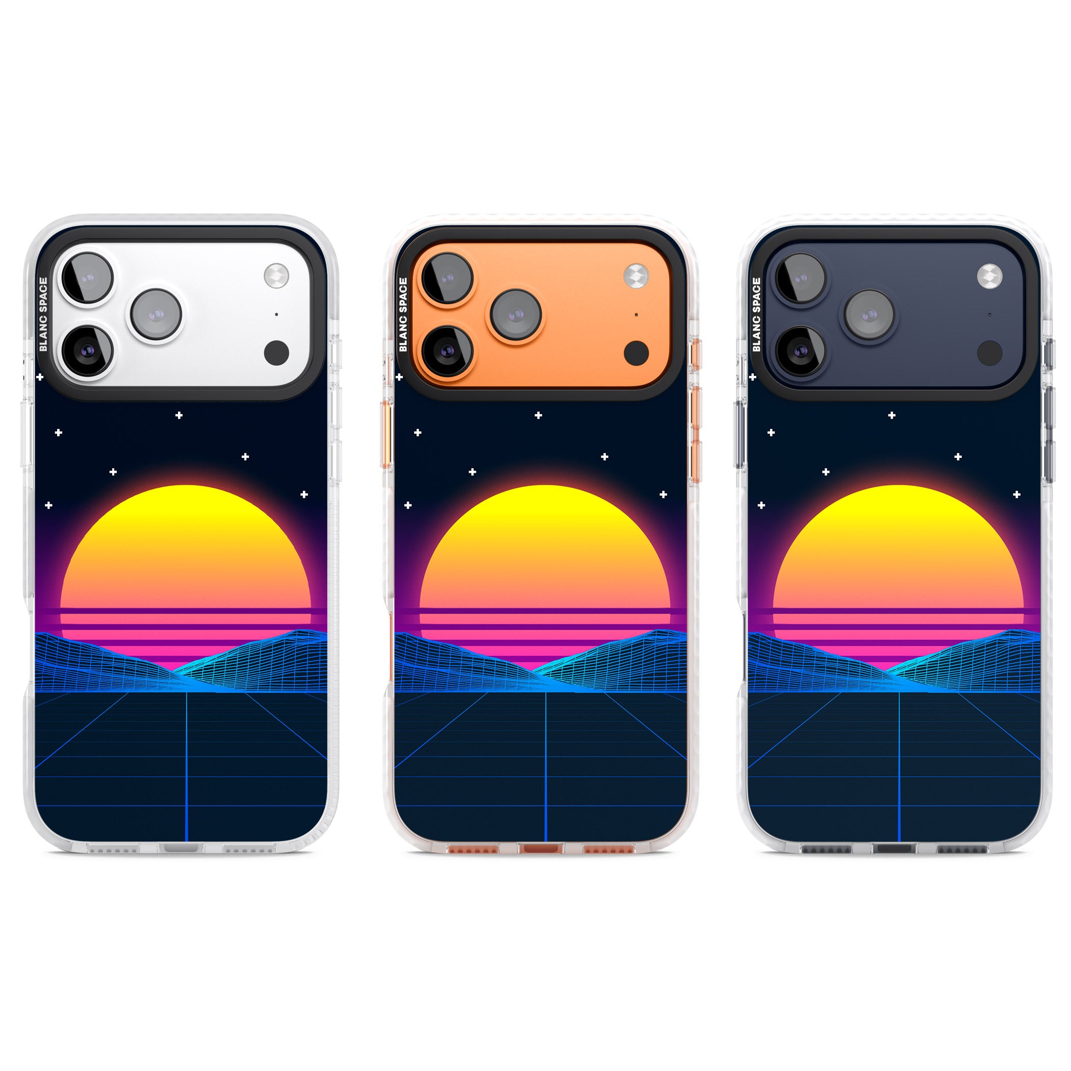 Retro Sunset Vaporwave iPhone 17 Pro Impact Pro Clear Phone Case APT Impact Protection
