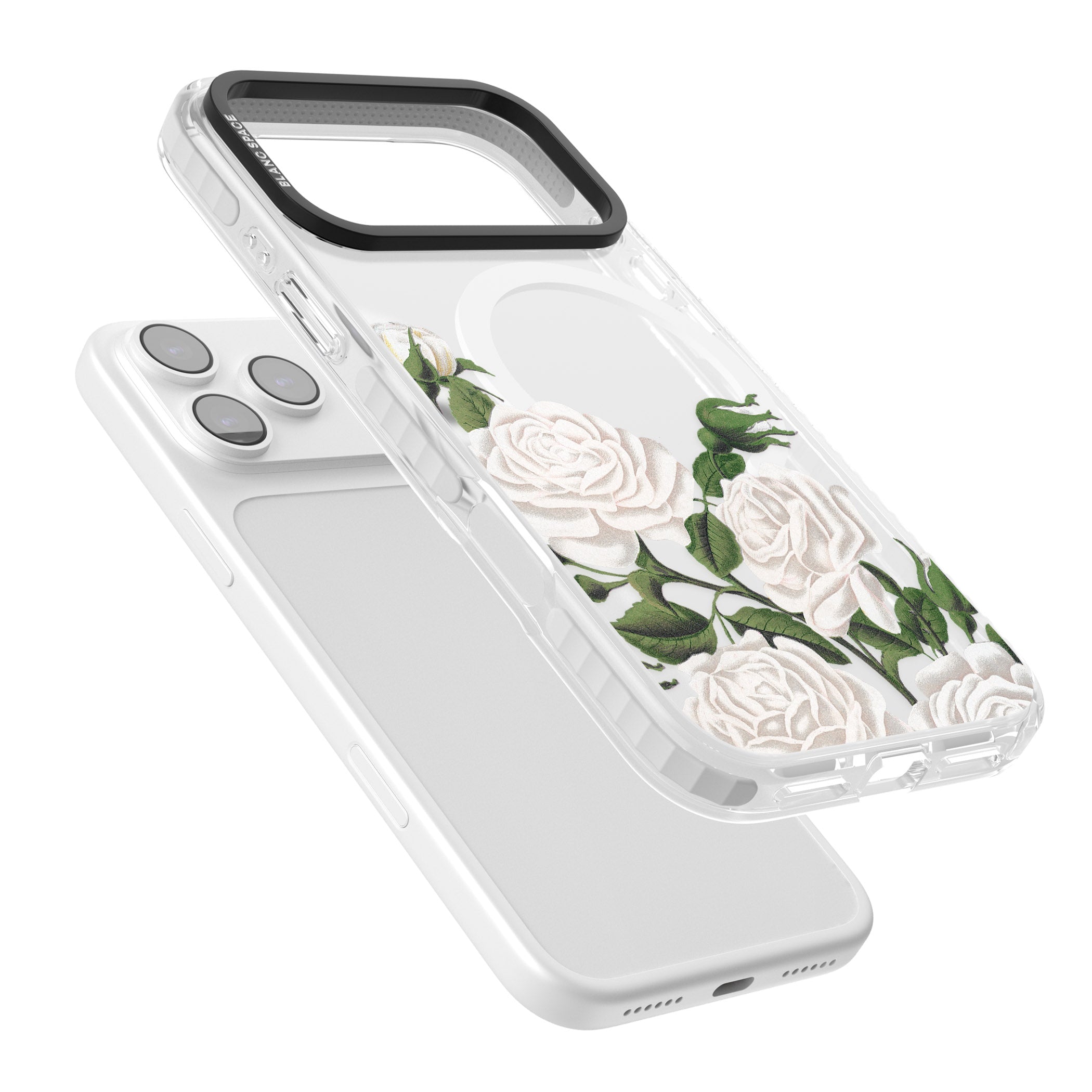 White Vintage Painted Flowers iPhone 17 Pro Max Impact Pro Clear Phone Case Colours