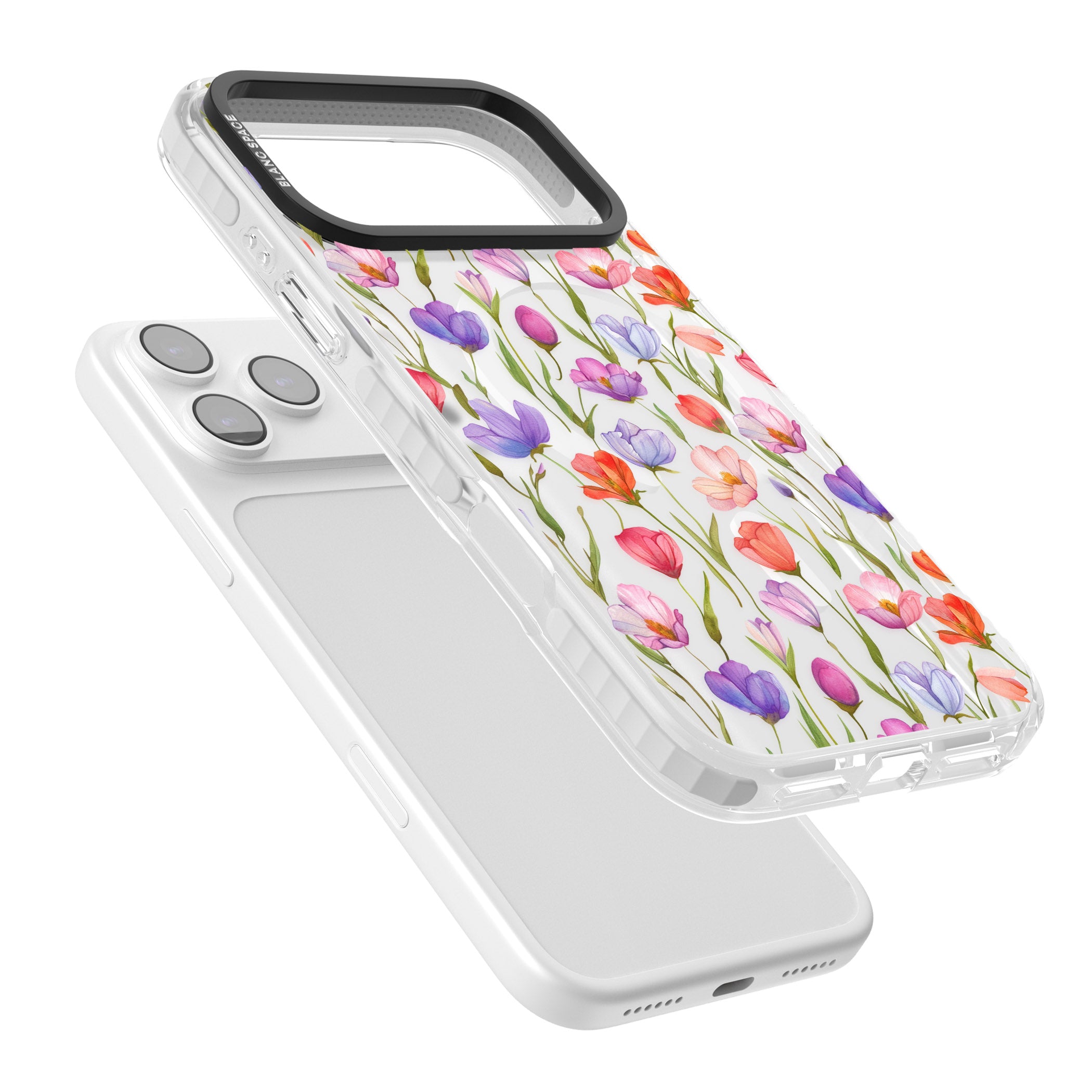 Red, Pink & Purple Flowers iPhone 17 Pro Max Impact Pro Clear Phone Case Colours