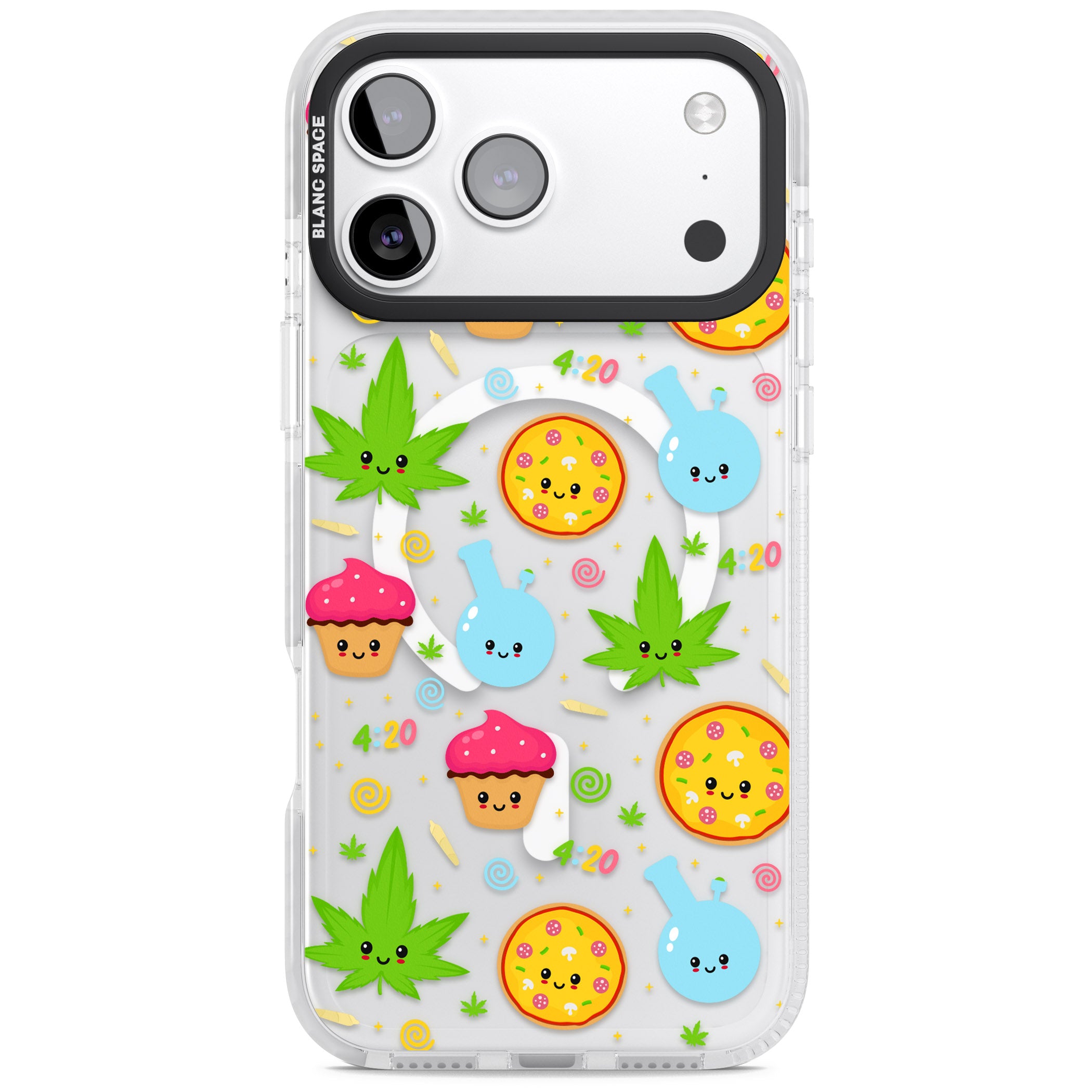 Kawaii Weed Pattern iPhone 17 Pro Max Impact Pro Clear Phone Case