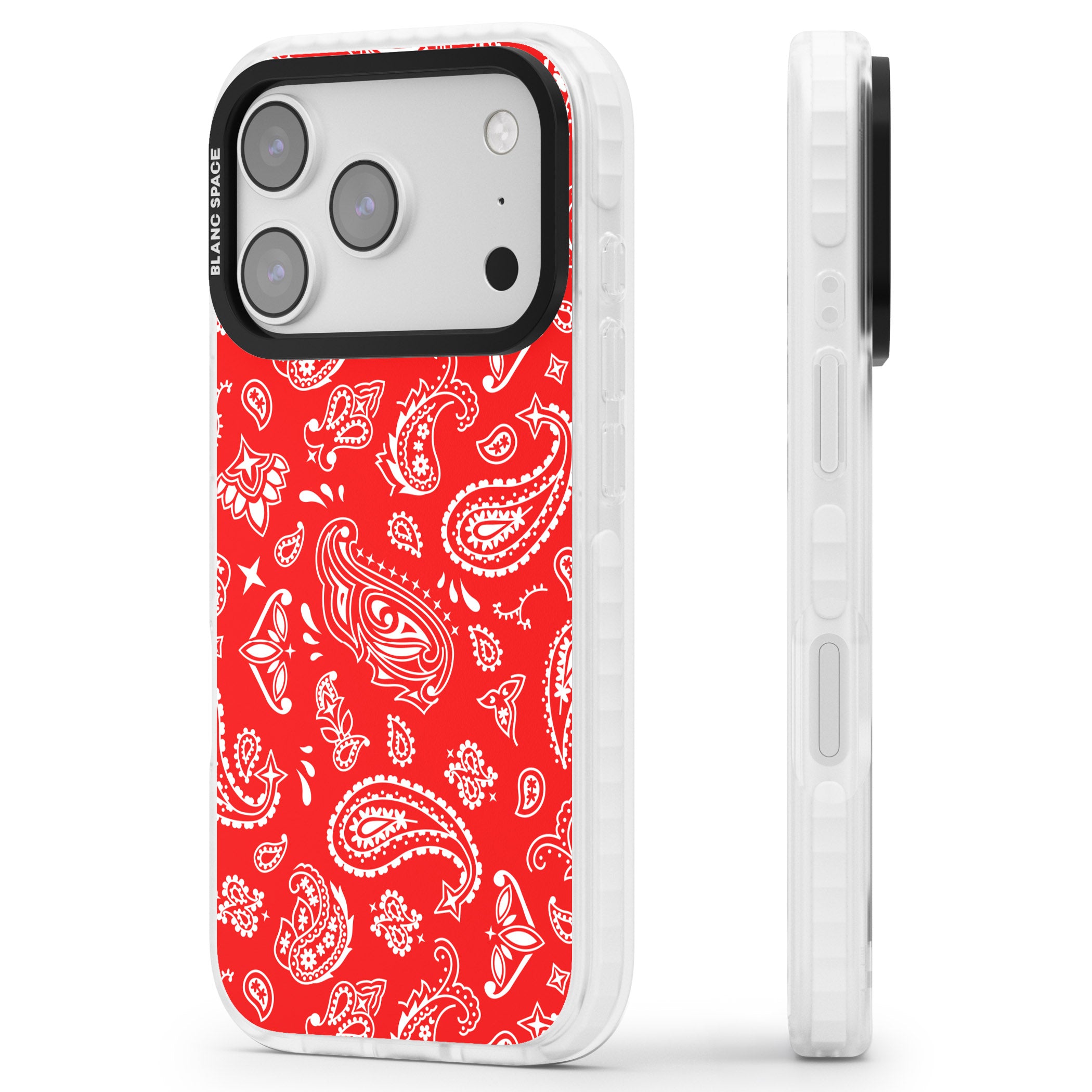 Red Bandana iPhone 17 Pro Max Impact Pro Clear Phone Case Side Profile
