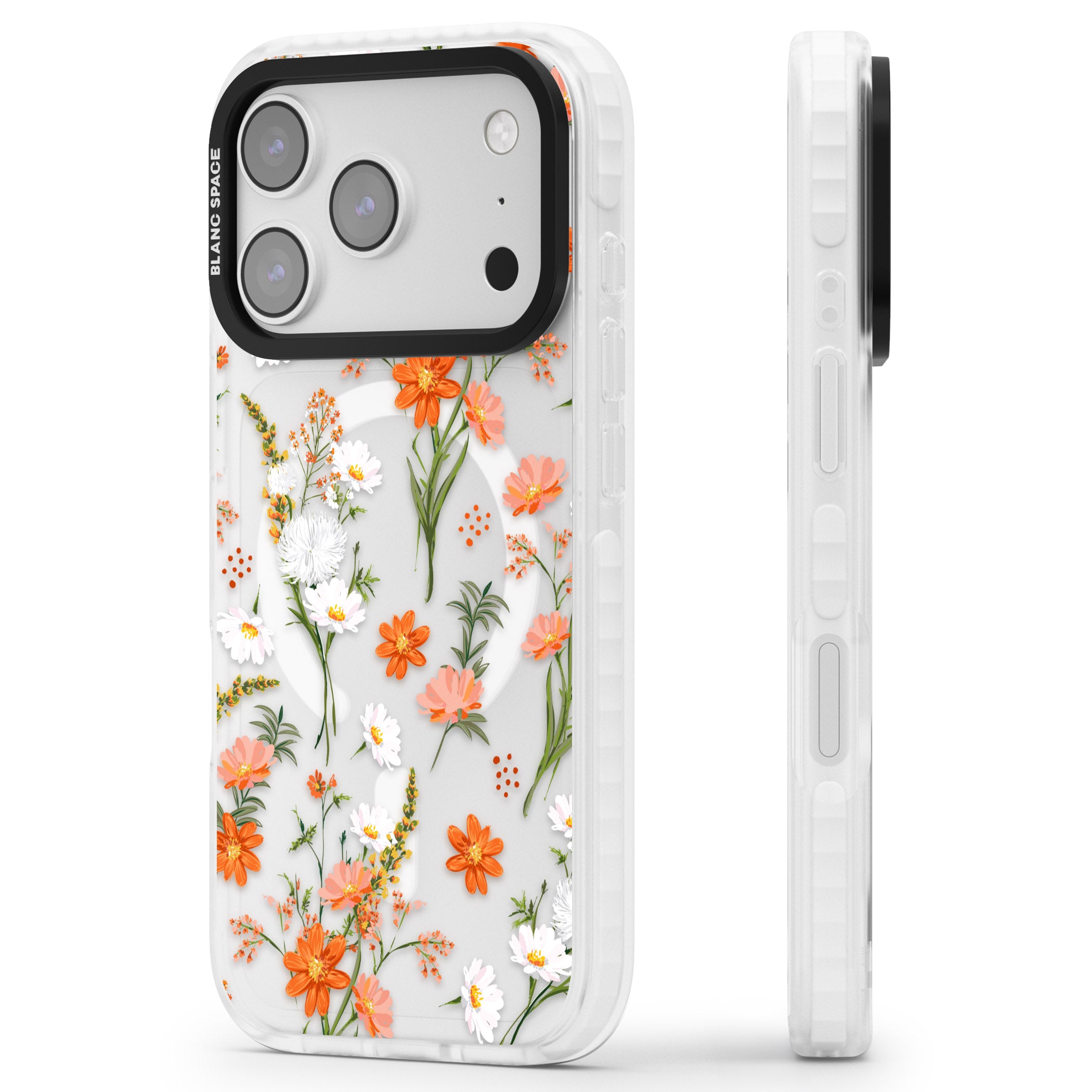 Sunset Wildflowers iPhone 17 Pro Max Impact Pro Clear Phone Case Side Profile
