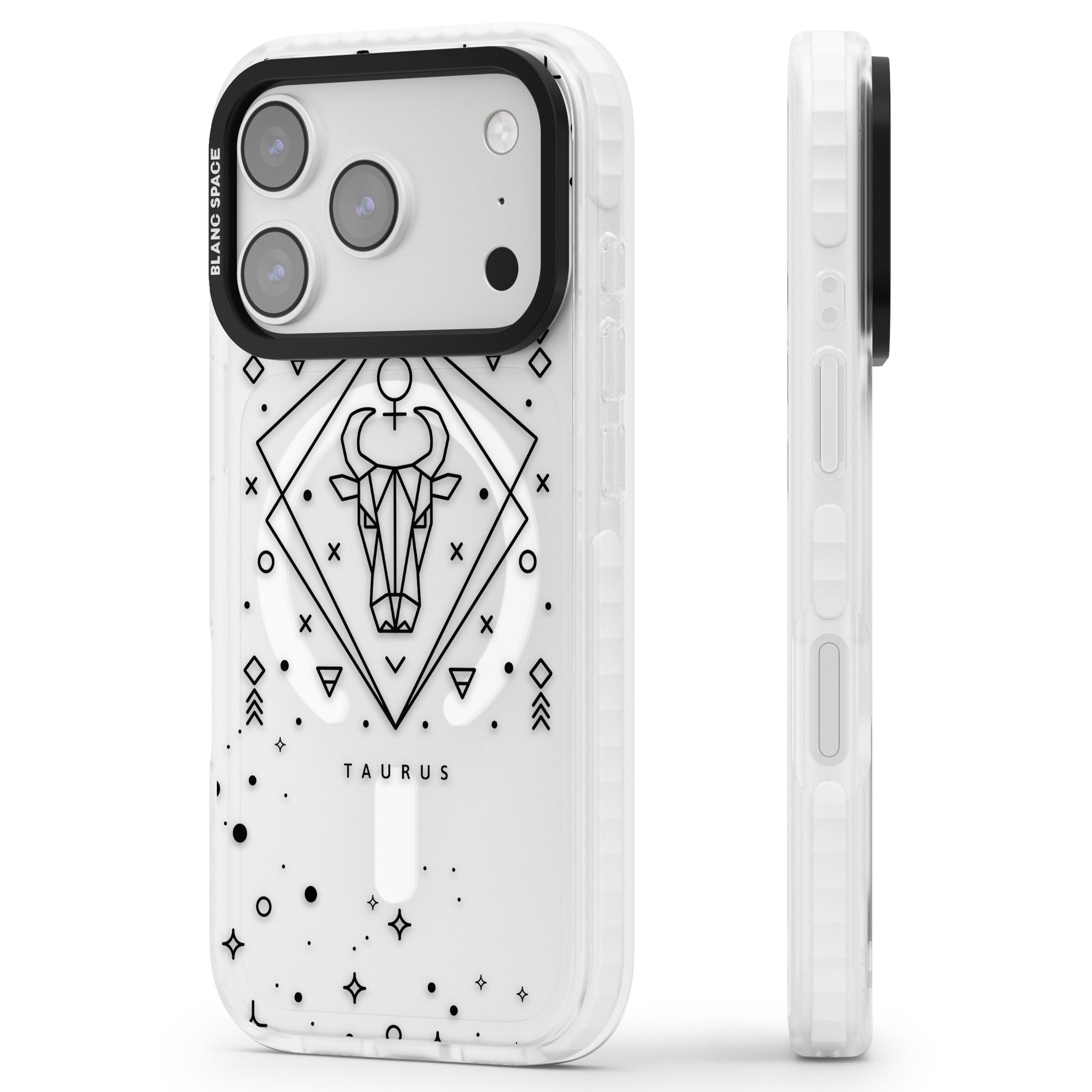 Taurus Emblem iPhone 17 Pro Max Impact Pro Clear Phone Case Side Profile