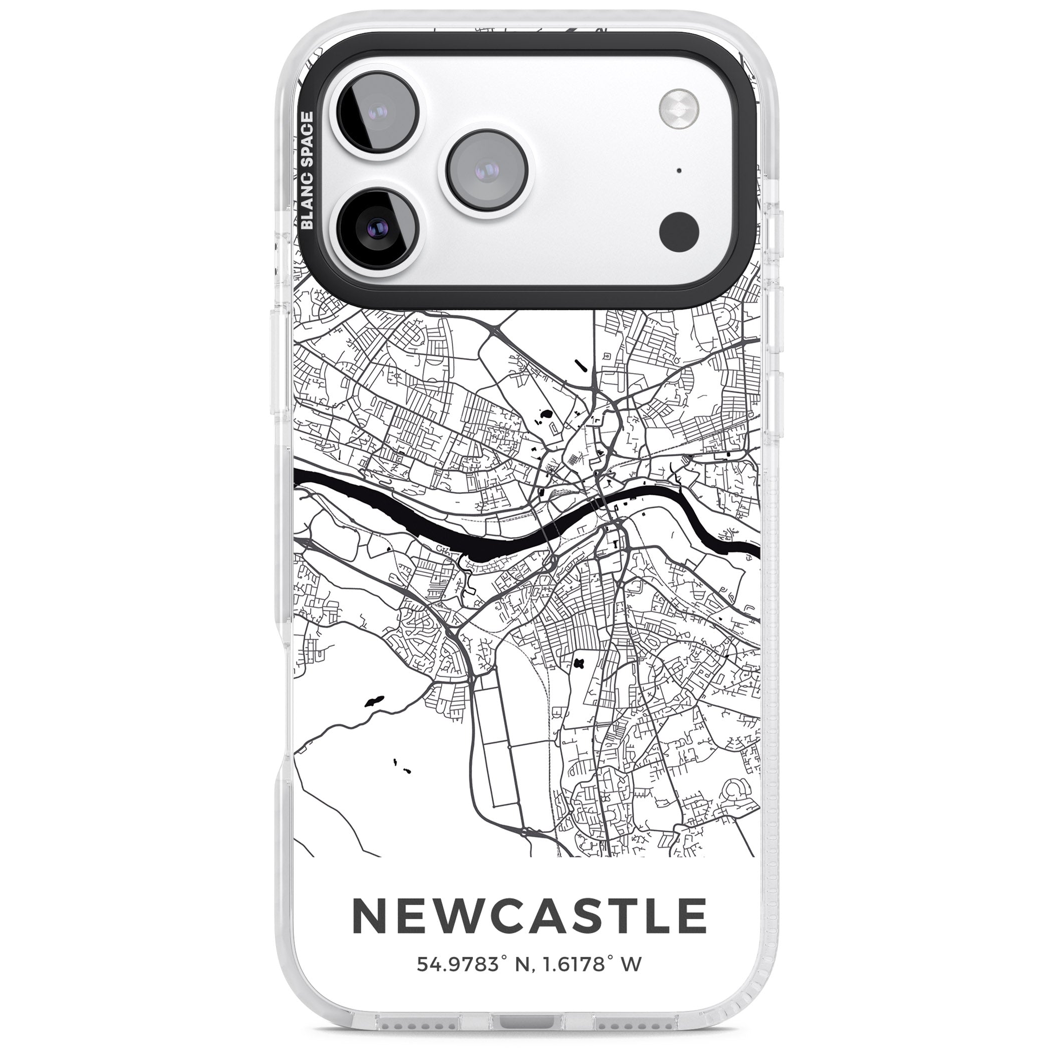 Newcastle City Map iPhone 17 Pro Max Impact Clear Phone Case