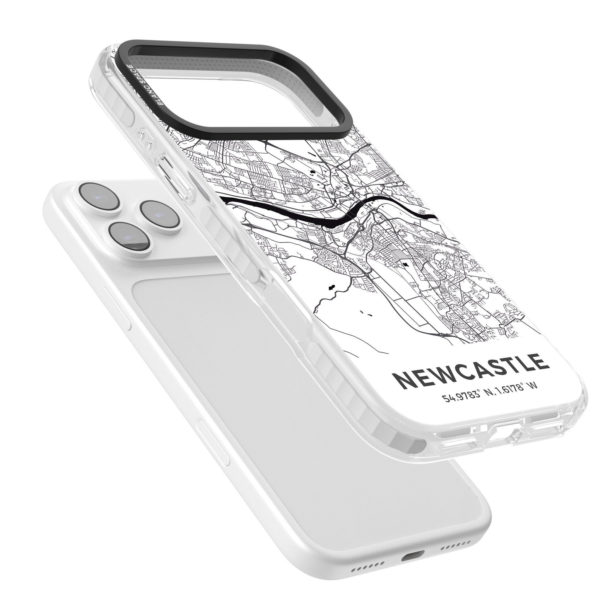 Newcastle City Map iPhone 17 Pro Max Impact Clear Phone Case Colours