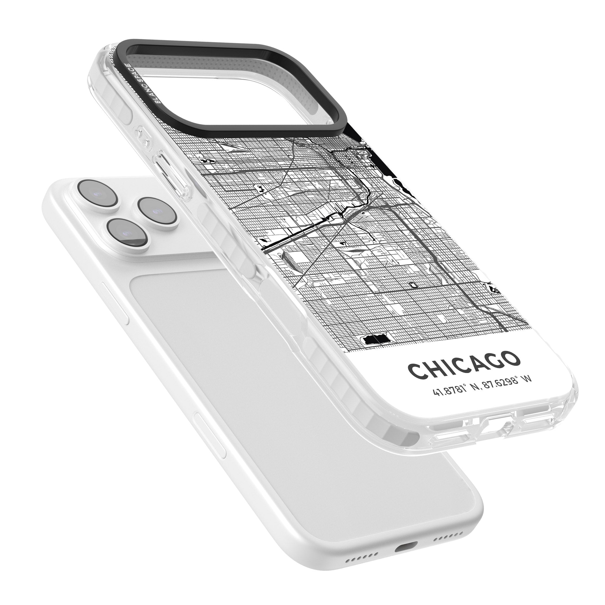 Chicago Map iPhone 17 Pro Max Impact Clear Phone Case Colours