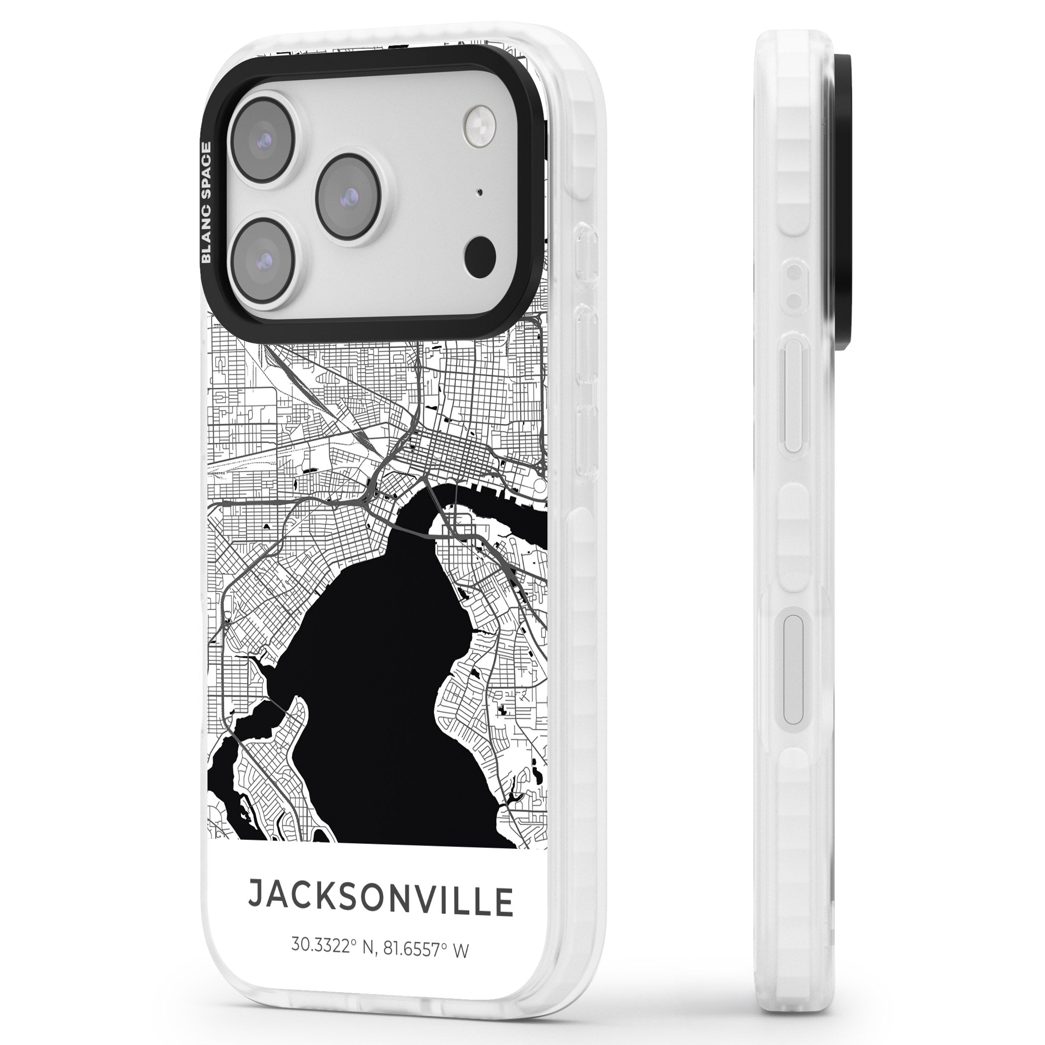Jacksonville Map iPhone 17 Pro Max Impact Clear Phone Case Side Profile