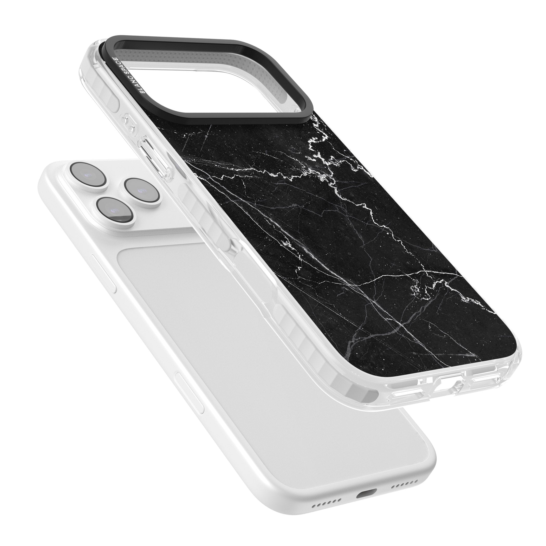 Bold Black Marble With White Texture iPhone 17 Pro Max Impact Clear Phone Case Colours