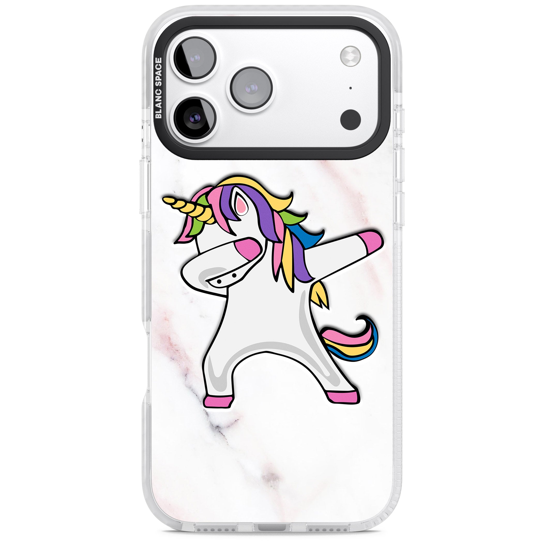 Designer Marble Unicorn Dab iPhone 17 Pro Max Impact Clear Phone Case
