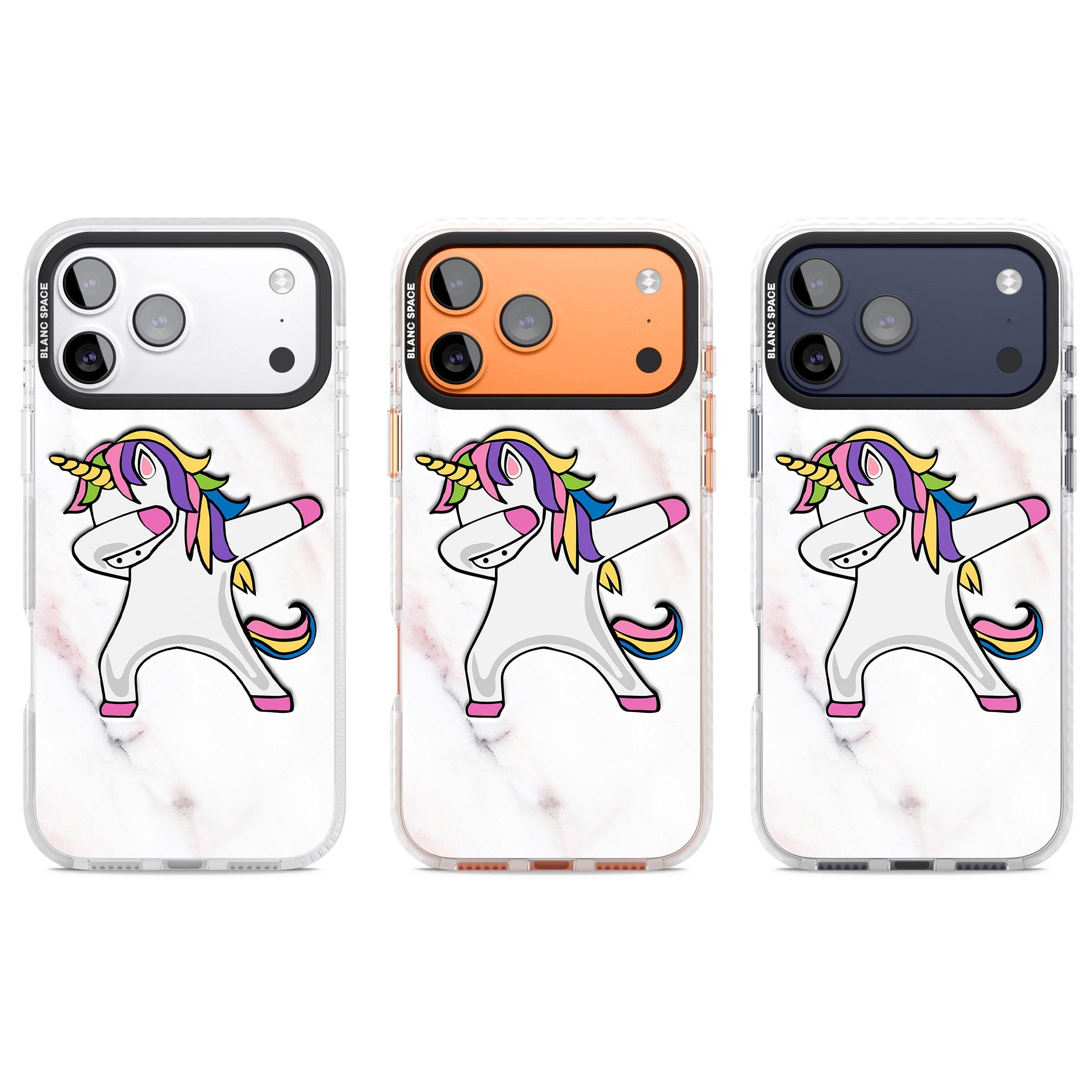 Designer Marble Unicorn Dab iPhone 17 Pro Impact Clear Phone Case APT Impact Protection