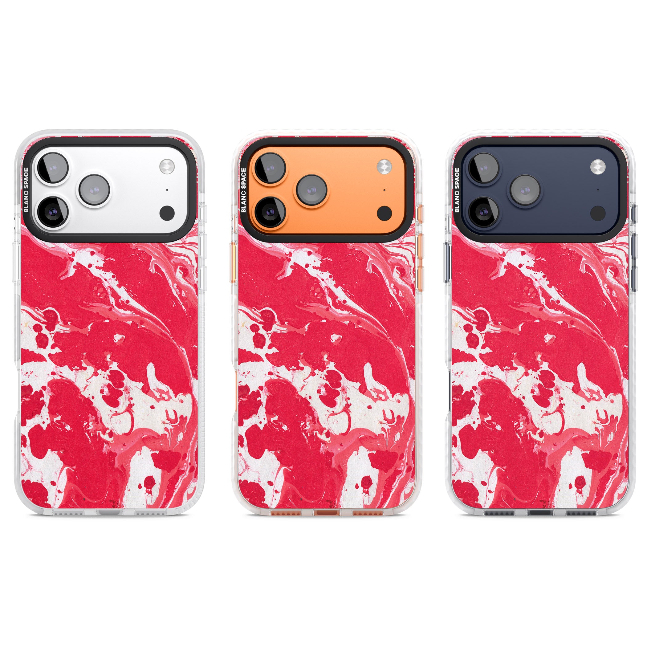 Red & White Marbled iPhone 17 Pro Impact Clear Phone Case APT Impact Protection