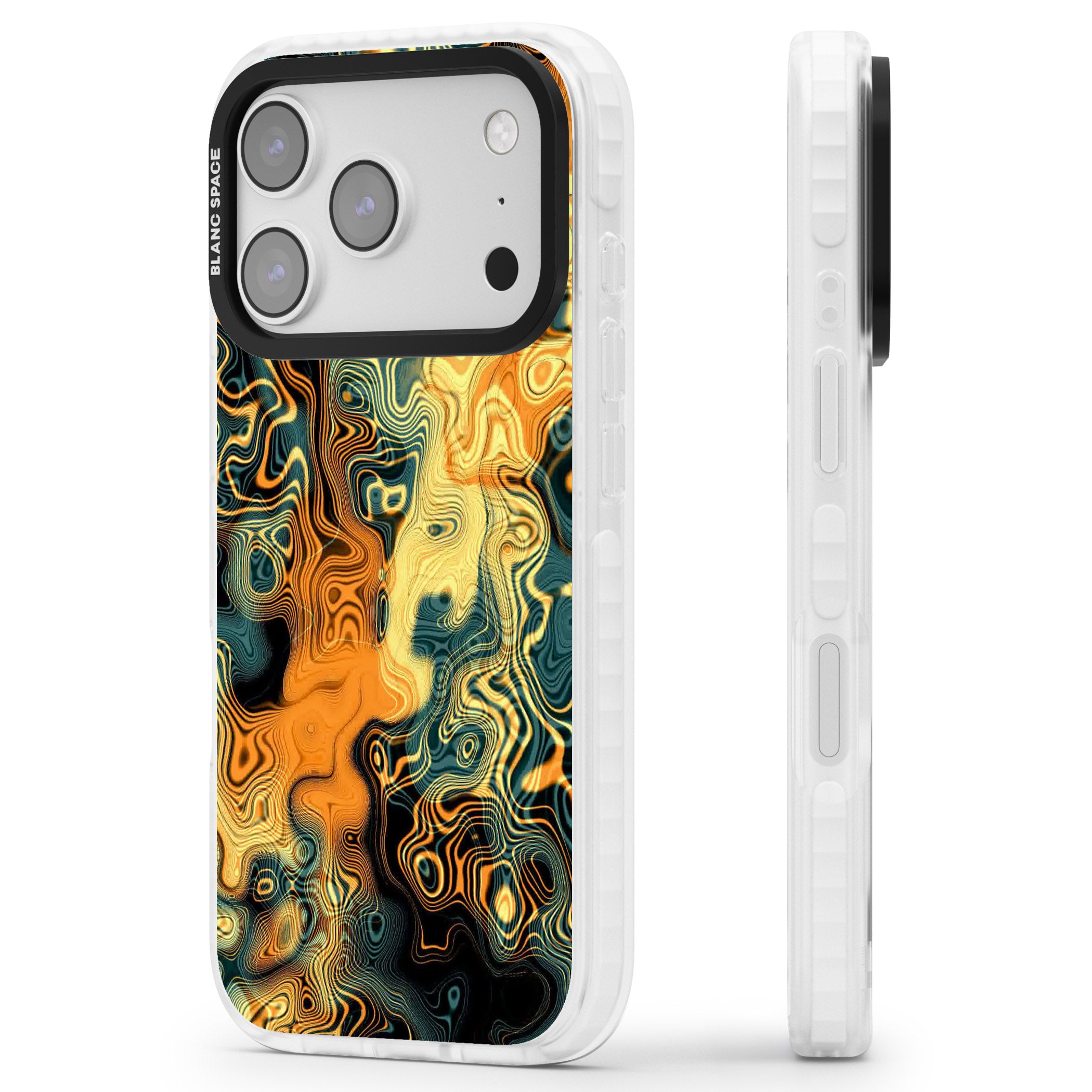 Gold Green Marble iPhone 17 Pro Max Impact Clear Phone Case Side Profile