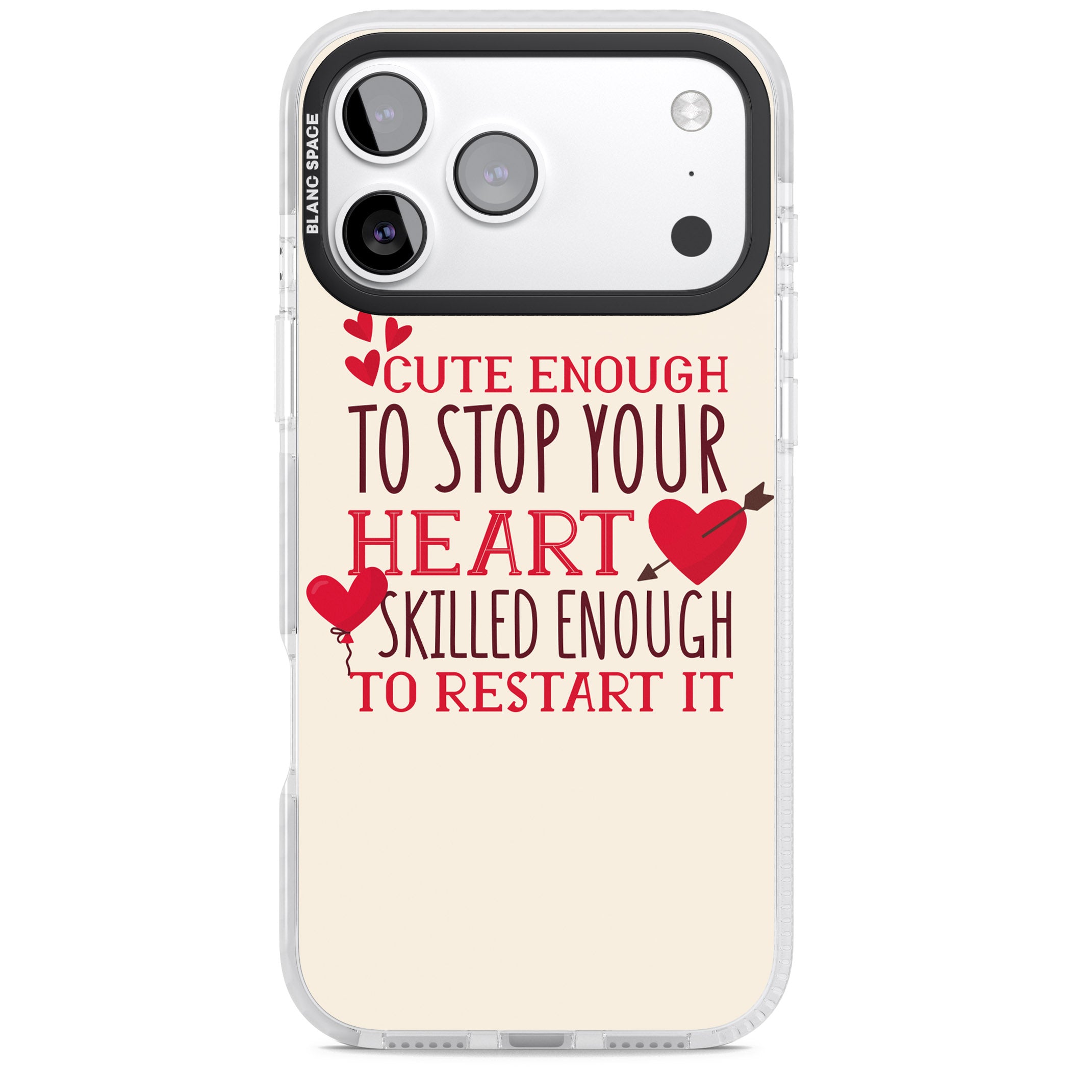 Cute Enough To Stop Your Heart iPhone 17 Pro Max Impact Clear Phone Case