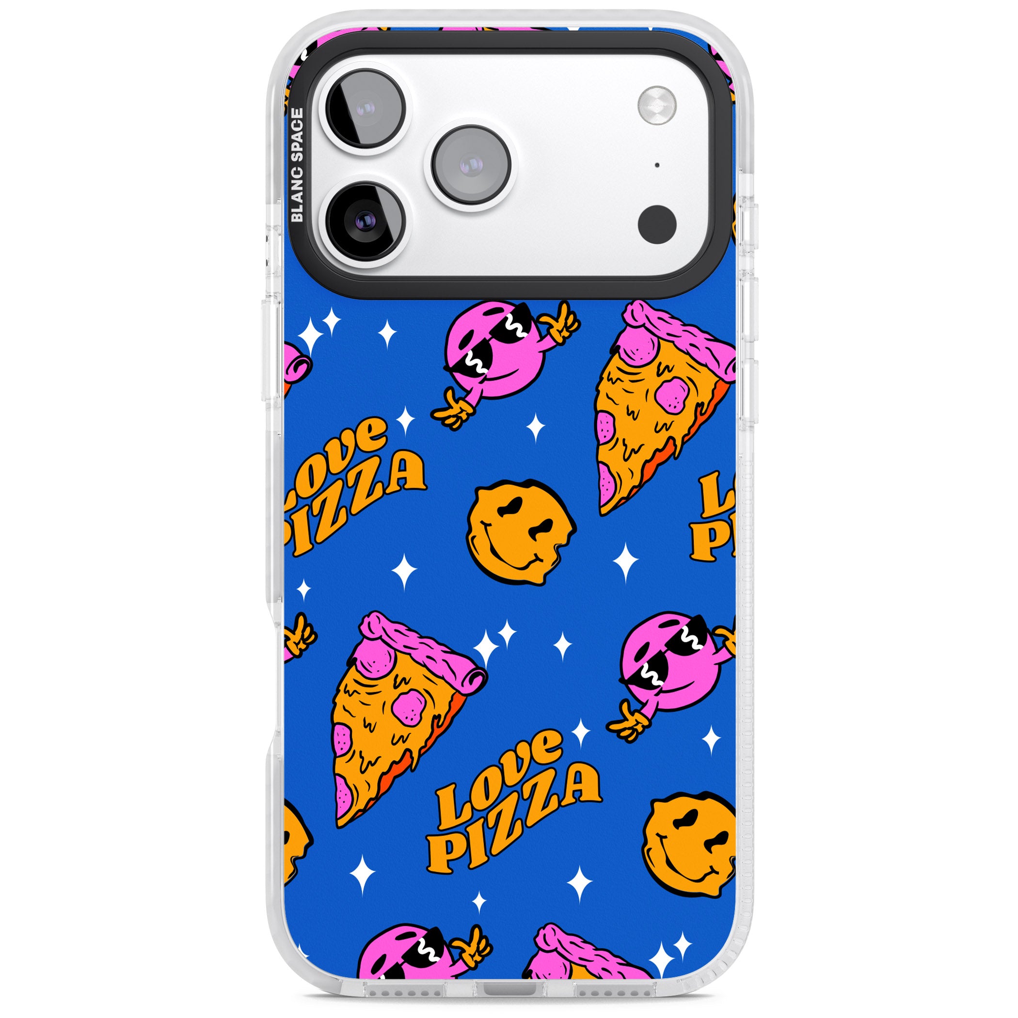 Psychedelic Love Pizza Pattern iPhone 17 Pro Max Impact Clear Phone Case
