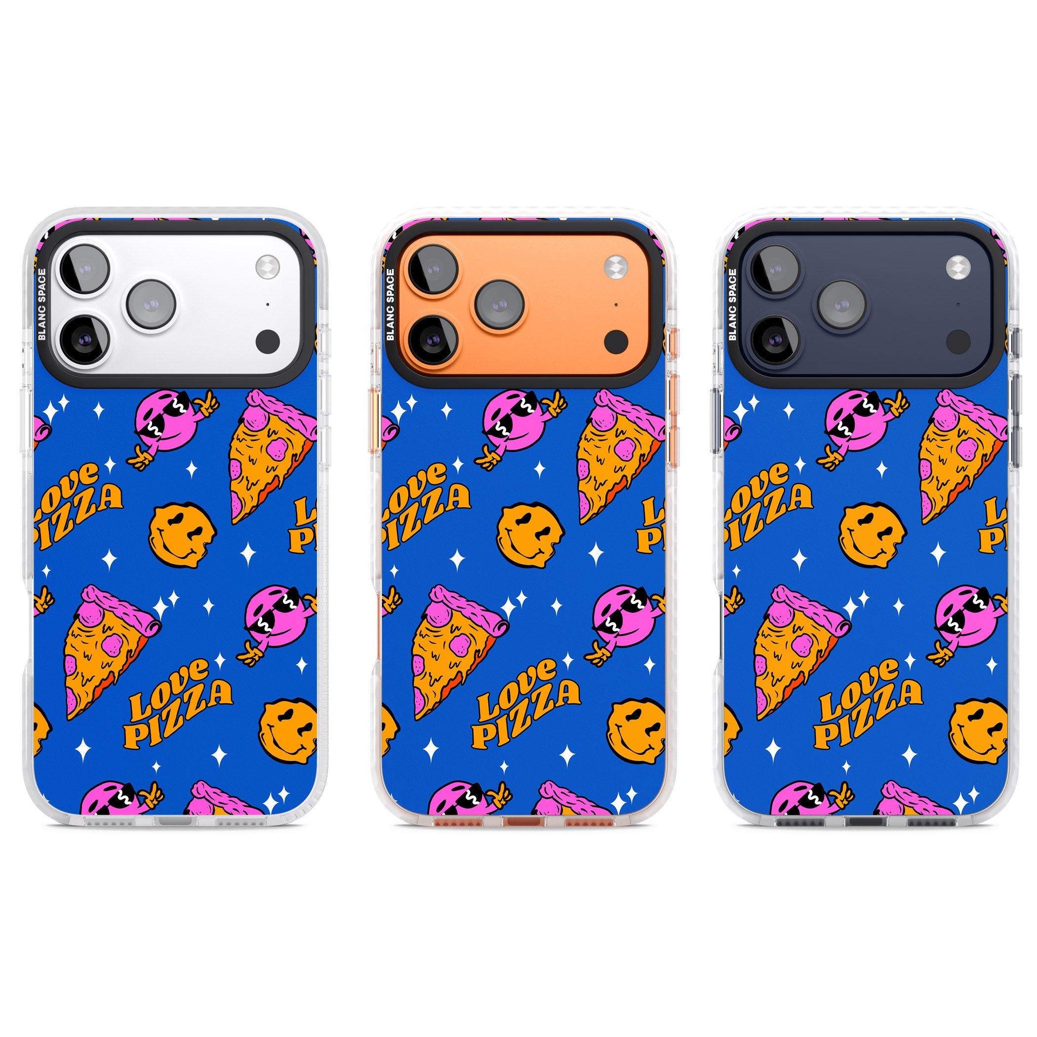 Psychedelic Love Pizza Pattern iPhone 17 Pro Impact Clear Phone Case APT Impact Protection