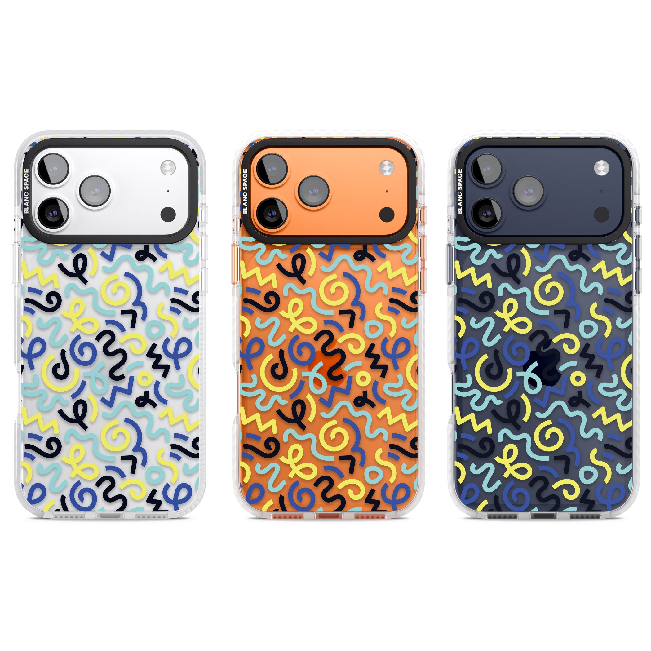 Blue & Yellow Memphis Retro iPhone 17 Pro Impact Clear Phone Case APT Impact Protection