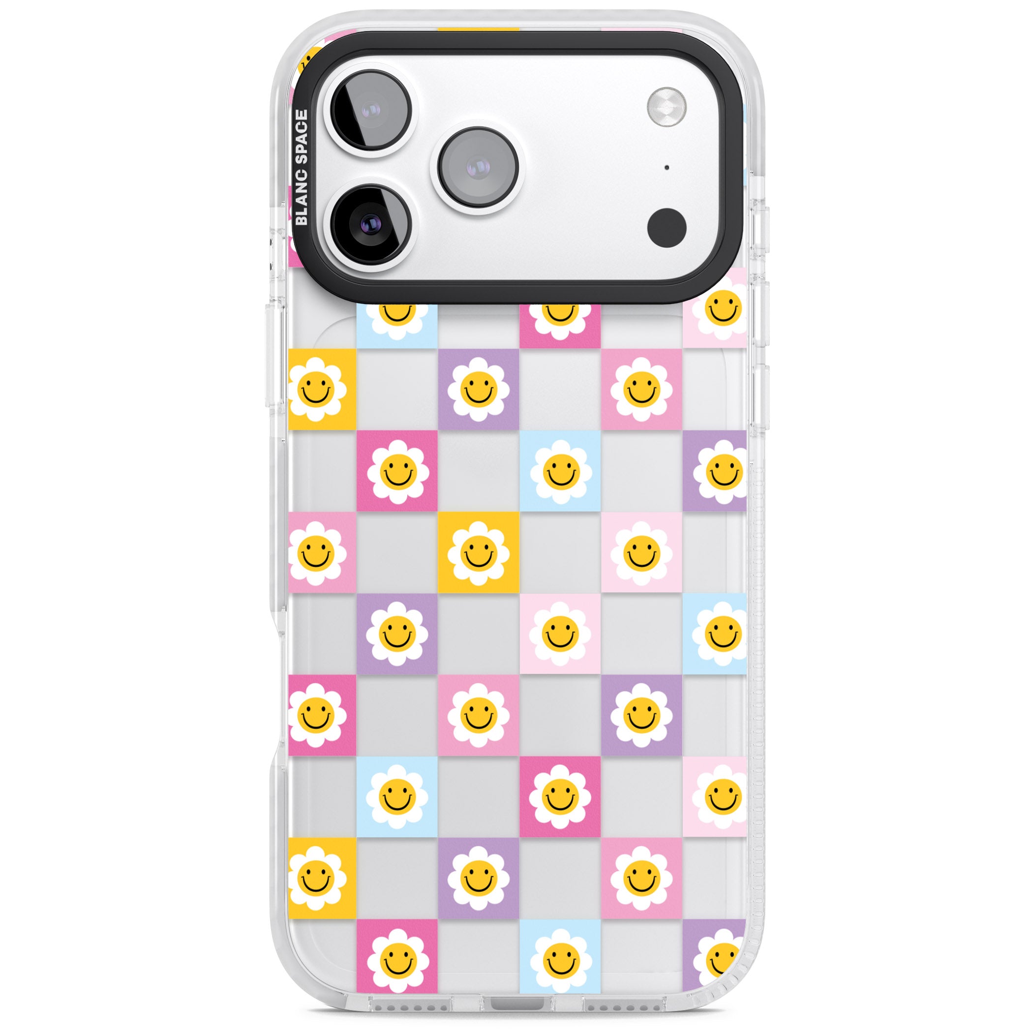 Daisy Squares Pattern iPhone 17 Pro Max Impact Clear Phone Case