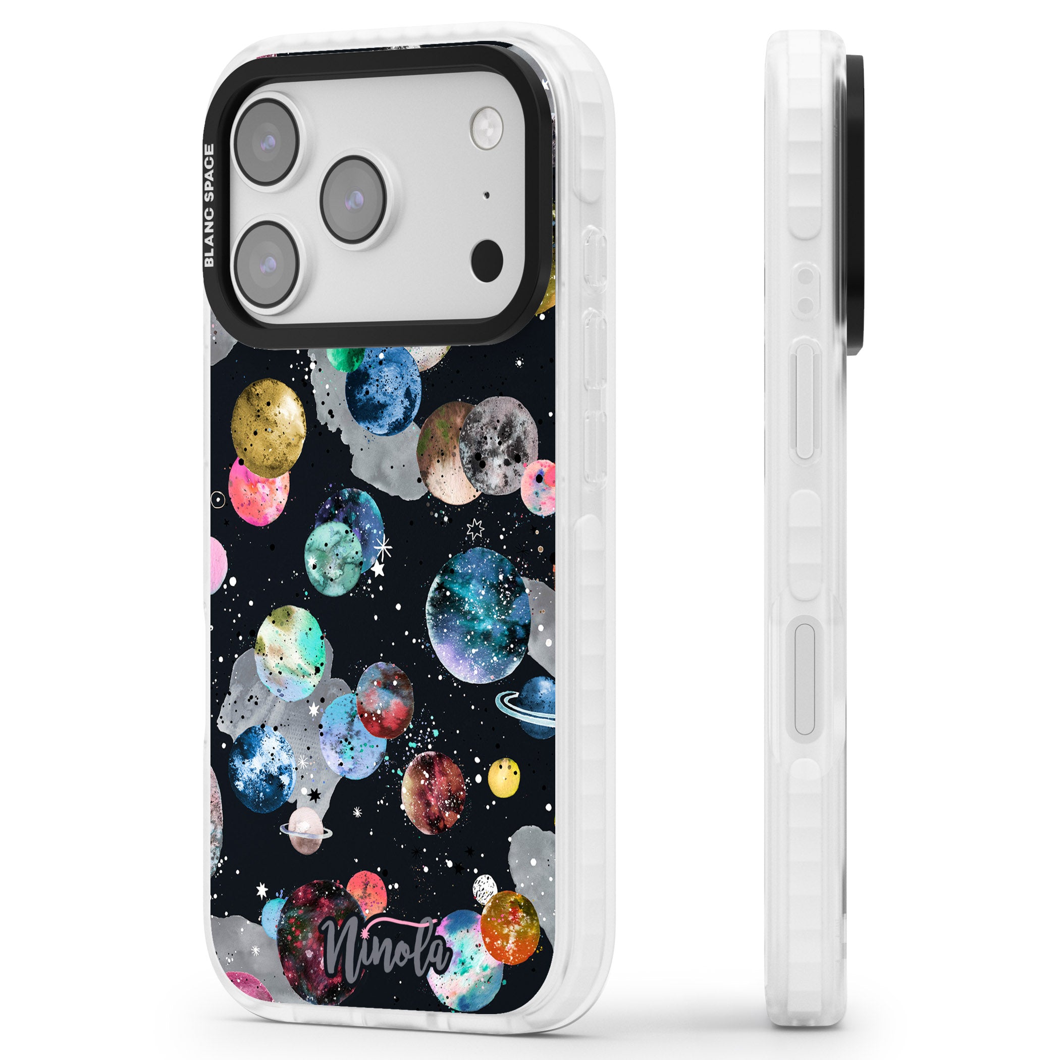 Cosmic Galaxy iPhone 17 Pro Max Impact Clear Phone Case Side Profile
