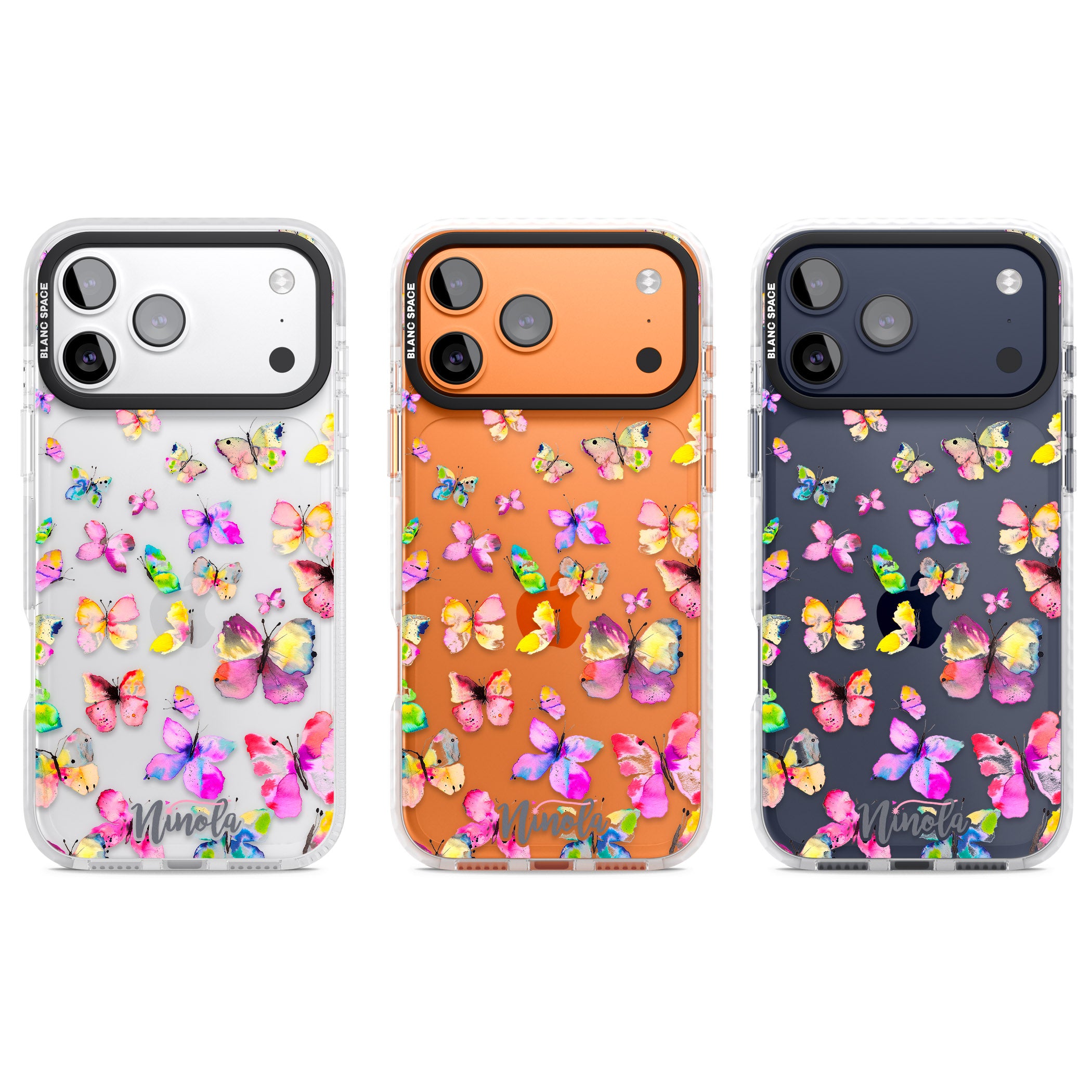 Watercolor Butterflies iPhone 17 Pro Impact Clear Phone Case APT Impact Protection