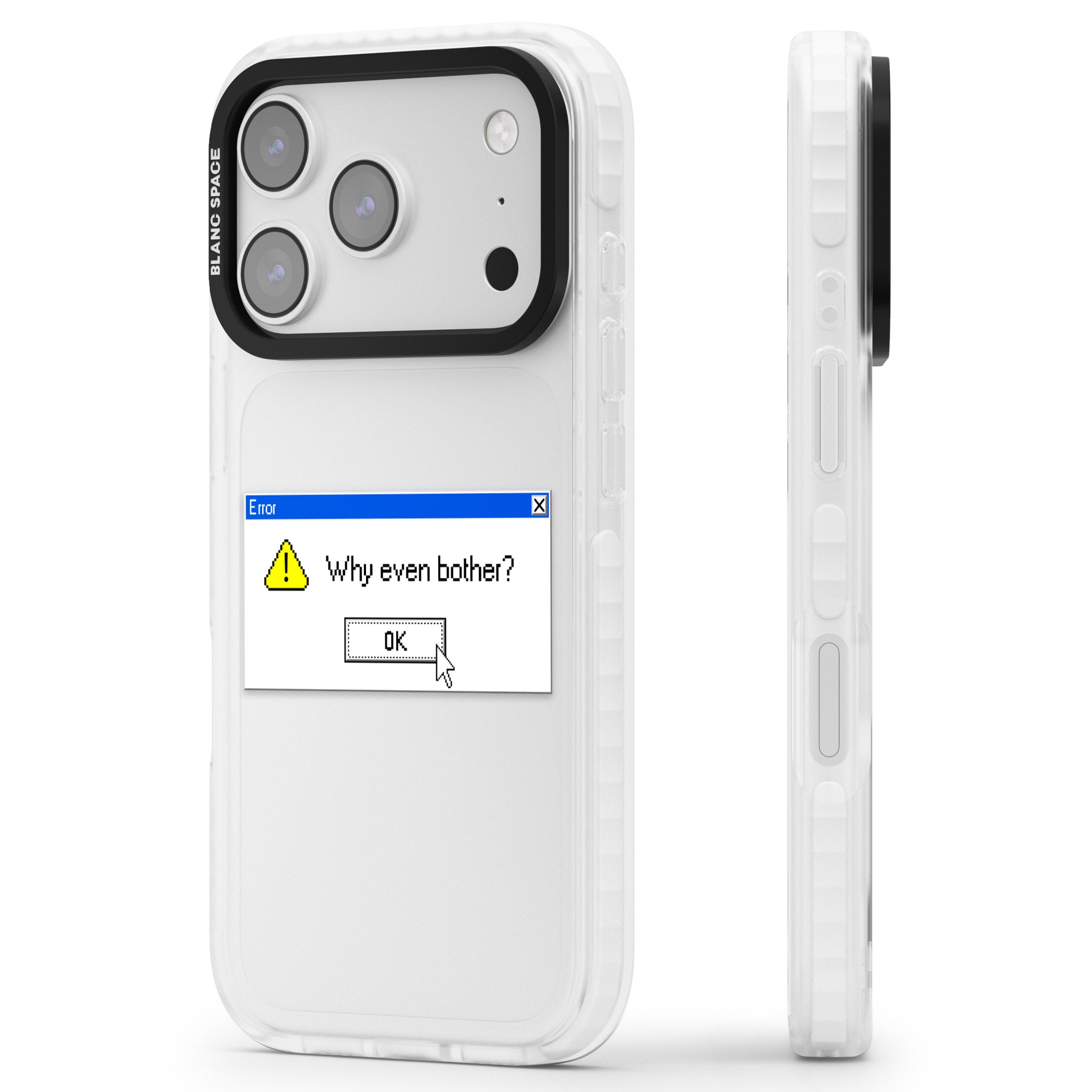 Why Even Bother Exe iPhone 17 Pro Max Impact Clear Phone Case Side Profile
