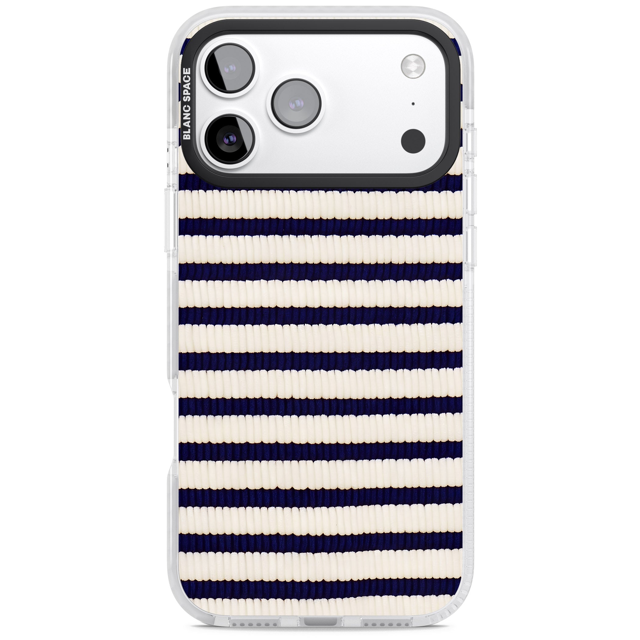 Navy & Cream Stripes iPhone 17 Pro Max Impact Clear Phone Case