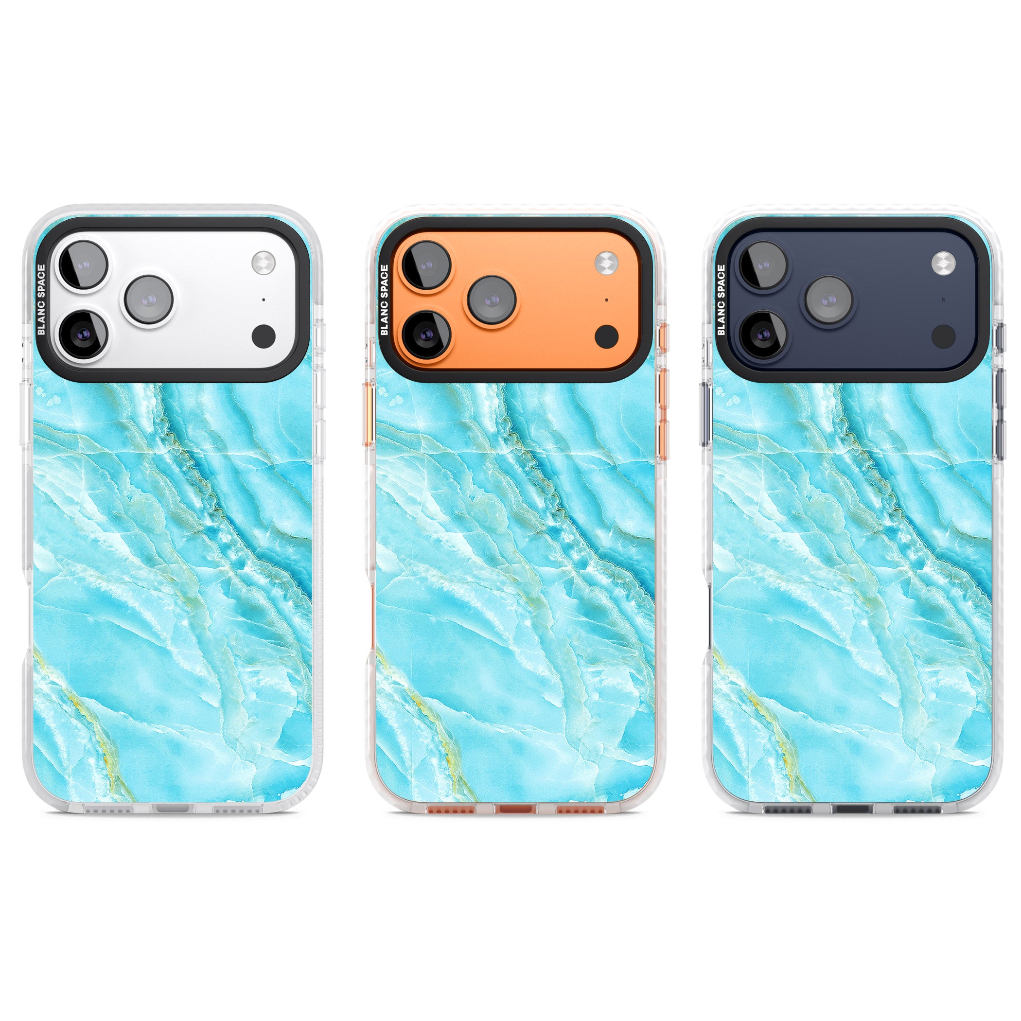 Blue Onyx Marble iPhone 17 Pro Impact Clear Phone Case APT Impact Protection