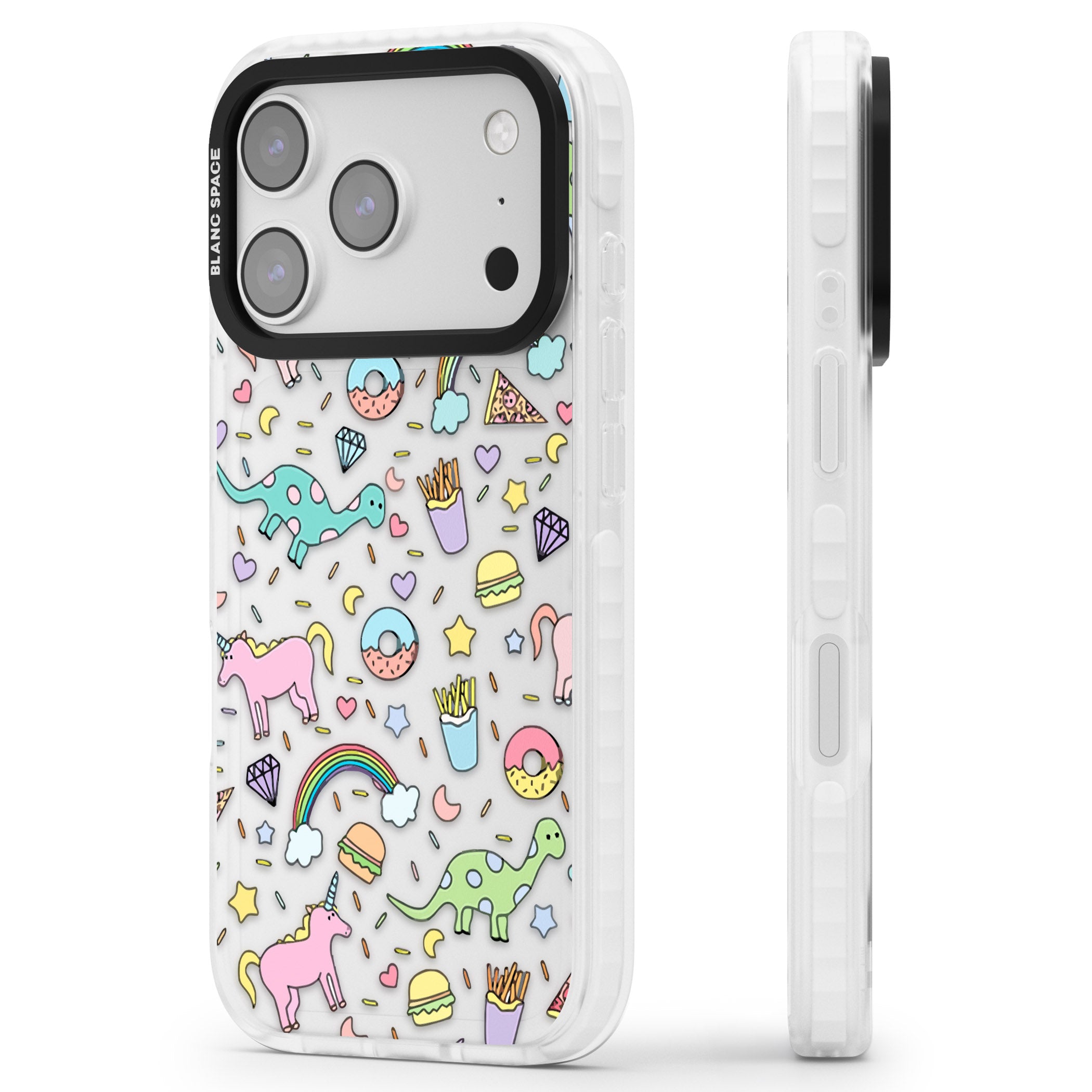 Cute Pattern iPhone 17 Pro Max Impact Clear Phone Case Side Profile