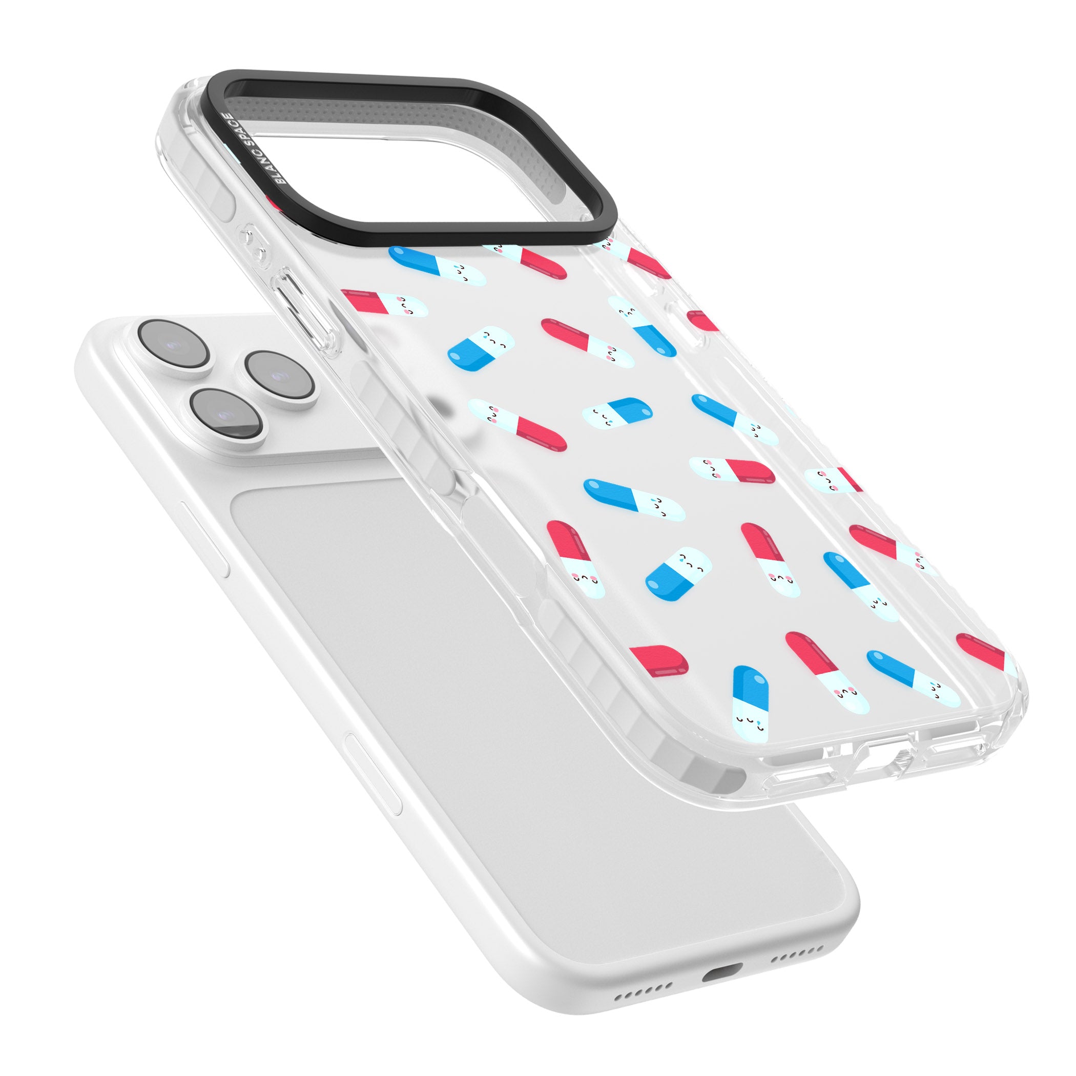Kawaii Pill Pattern iPhone 17 Pro Max Impact Clear Phone Case Colours