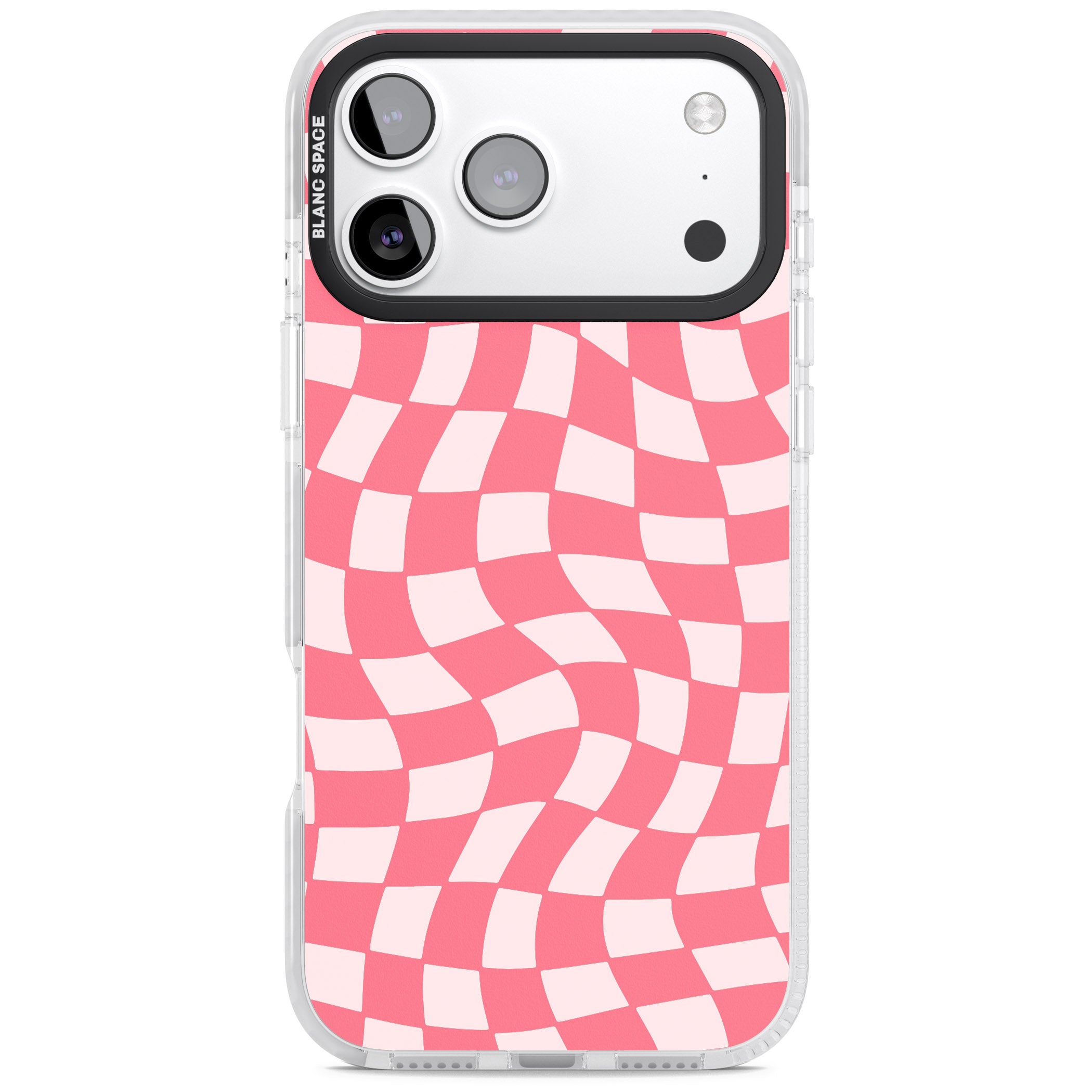 Pink Wavy Checked Pattern iPhone 17 Pro Max Impact Clear Phone Case