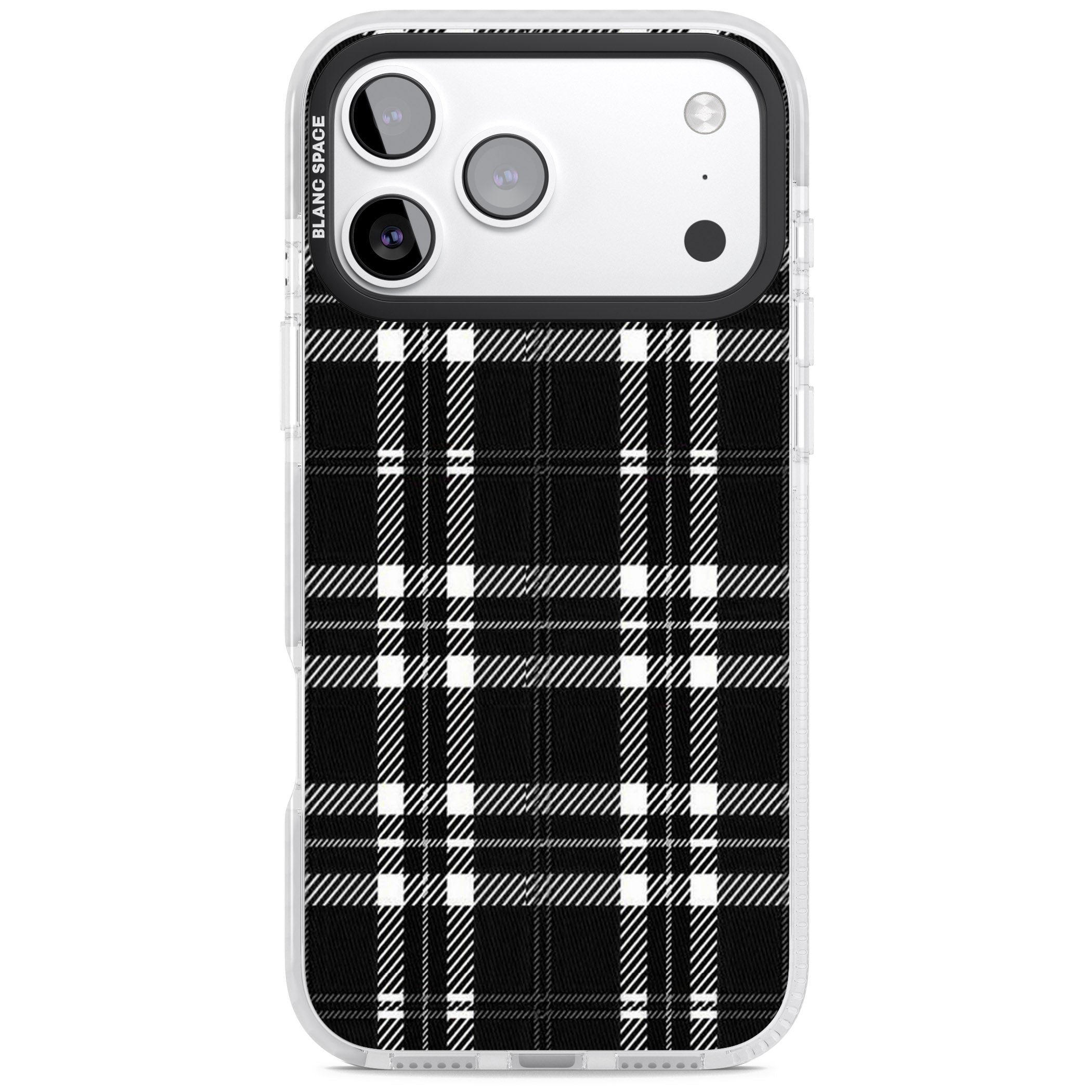 Divine Black Plaid iPhone 17 Pro Max Impact Clear Phone Case