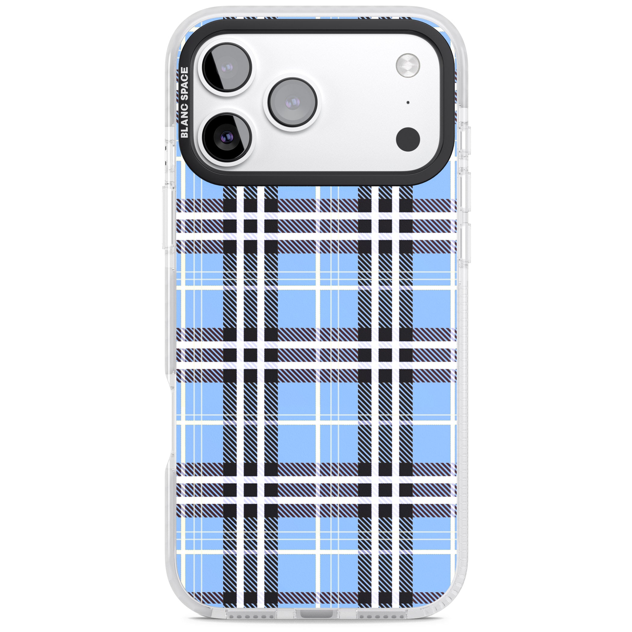 Blue Plaid iPhone 17 Pro Impact Clear Phone Case