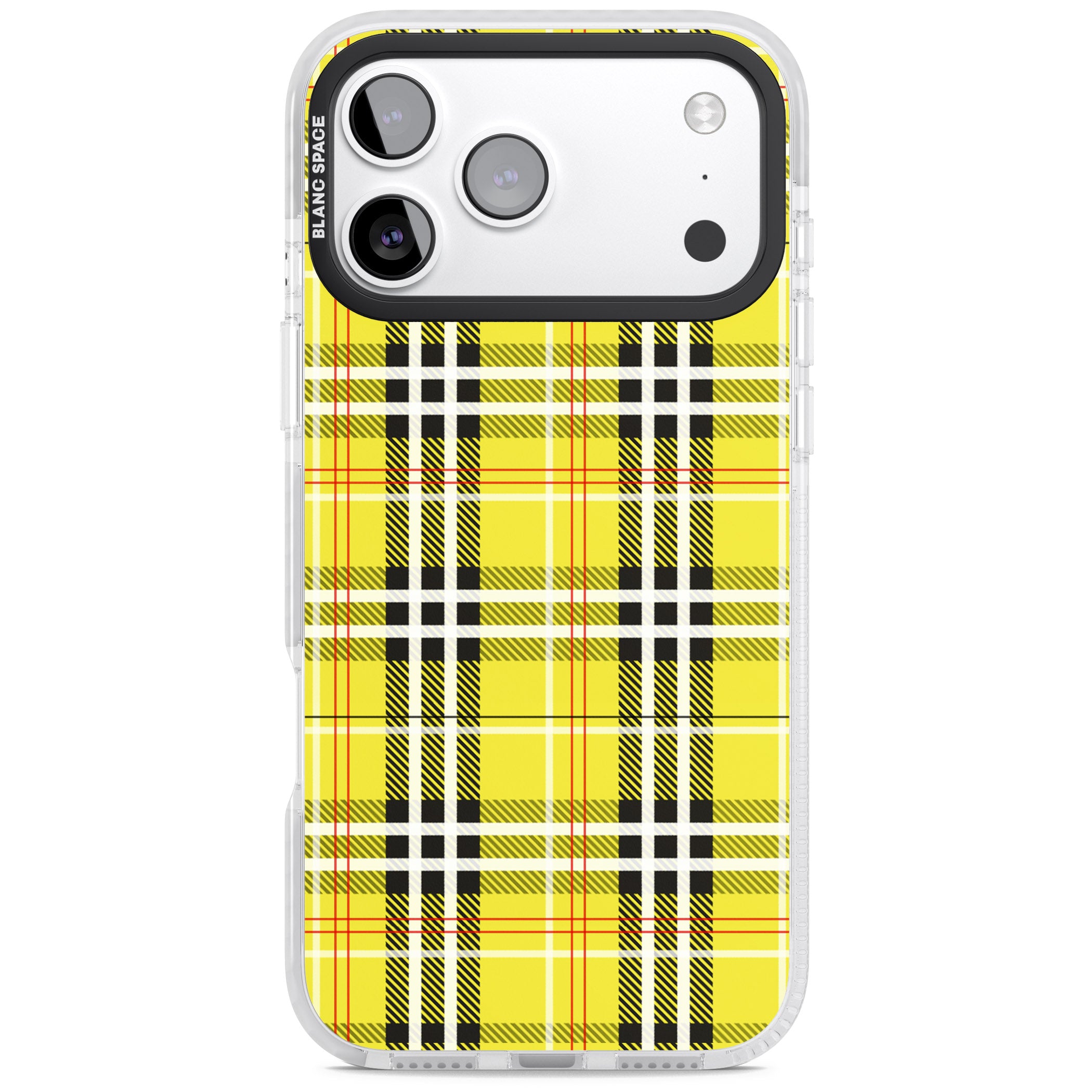 Yellow Plaid iPhone 17 Pro Max Impact Clear Phone Case