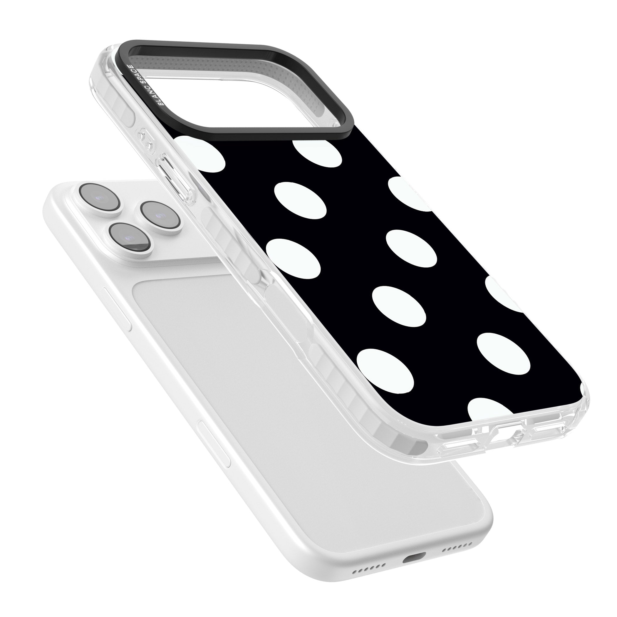 Chic Black Polka Dot iPhone 17 Pro Max Impact Clear Phone Case Colours