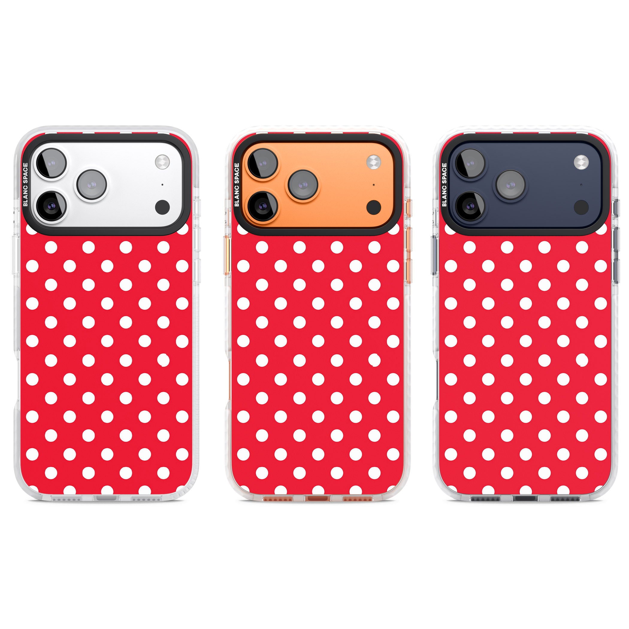 Designer Lava Red Polka Dot iPhone 17 Pro Impact Clear Phone Case APT Impact Protection