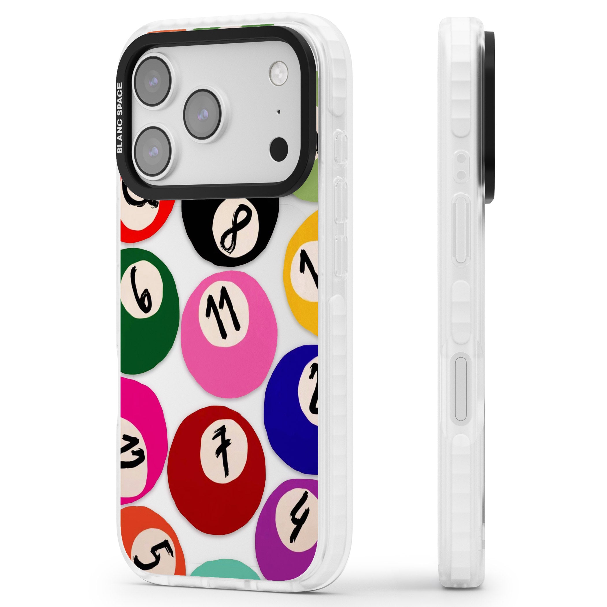 Pool Balls iPhone 17 Pro Max Impact Clear Phone Case Side Profile